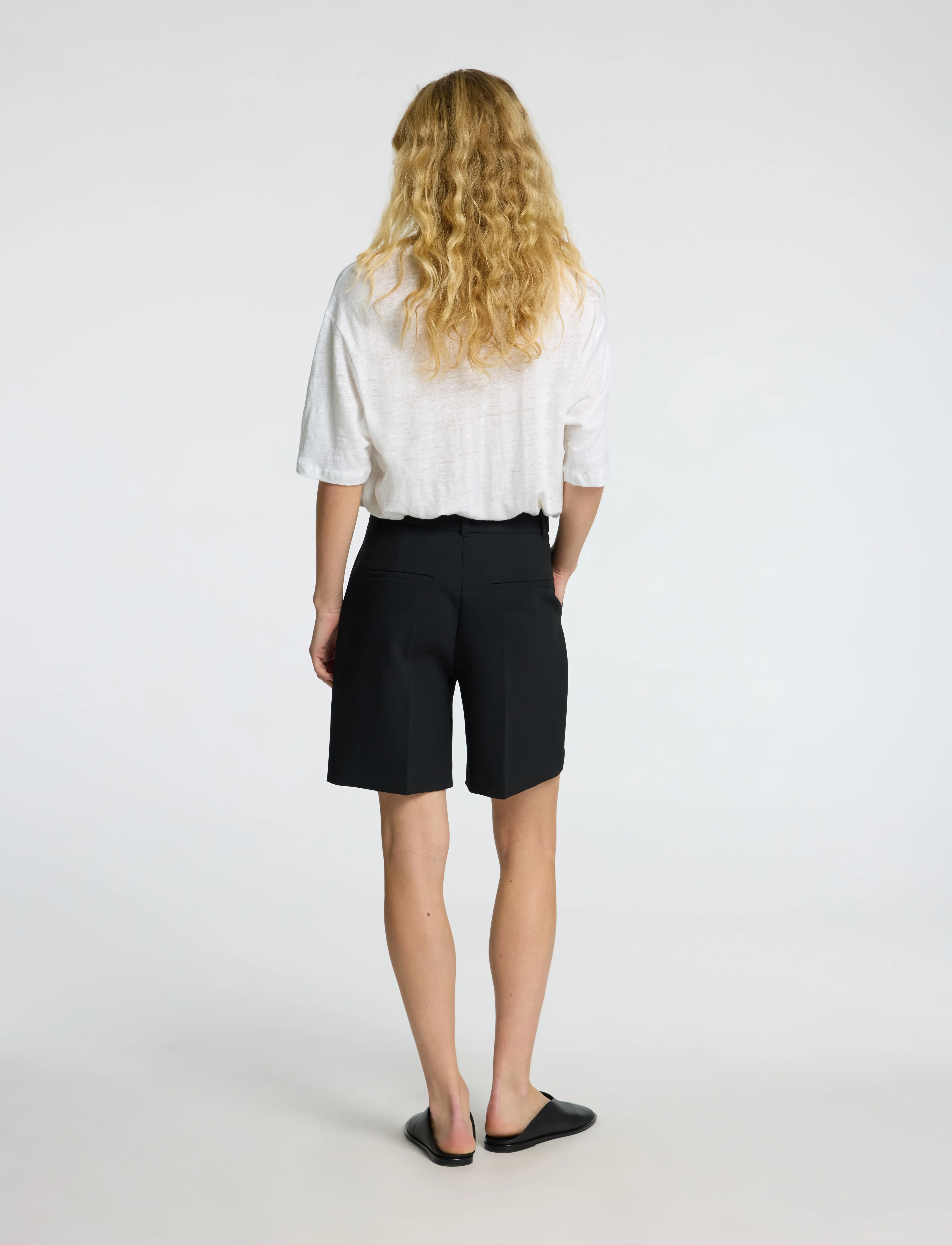 Selected - SLFVILJA LINEN SS TEE - marškinėliai - bright white - 2