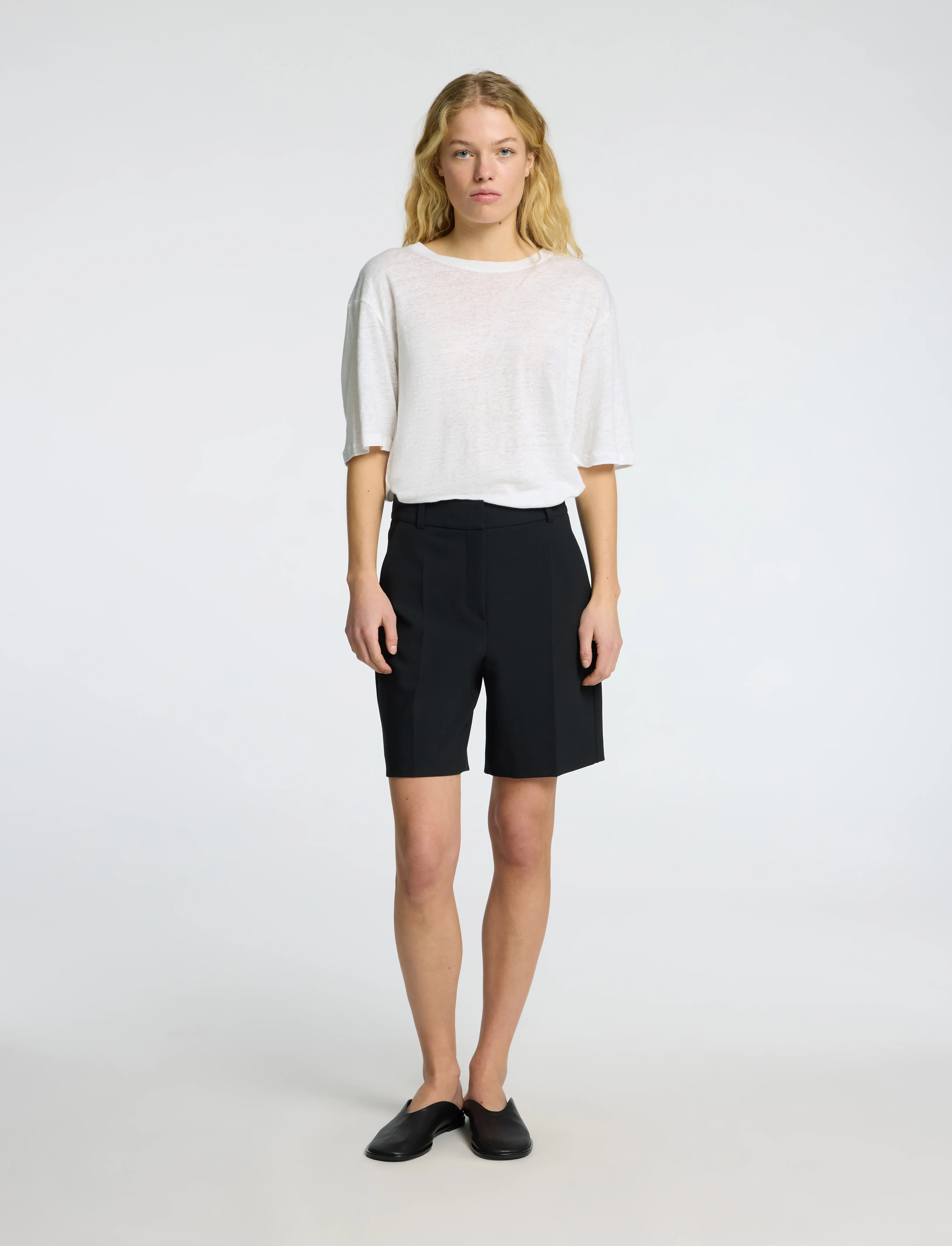 Selected - SLFVILJA LINEN SS TEE - marškinėliai - bright white - 3