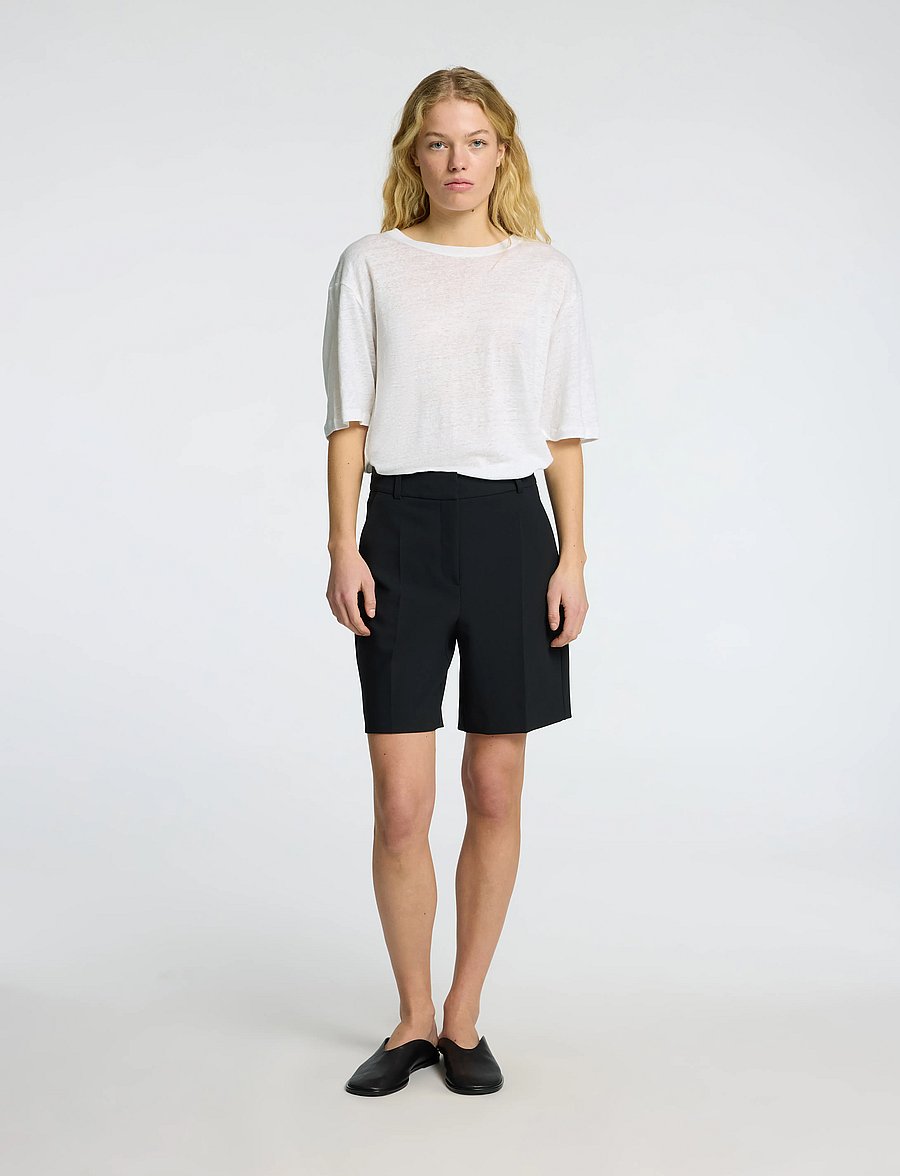 Selected - SLFVILJA LINEN SS TEE - marškinėliai - bright white - 3