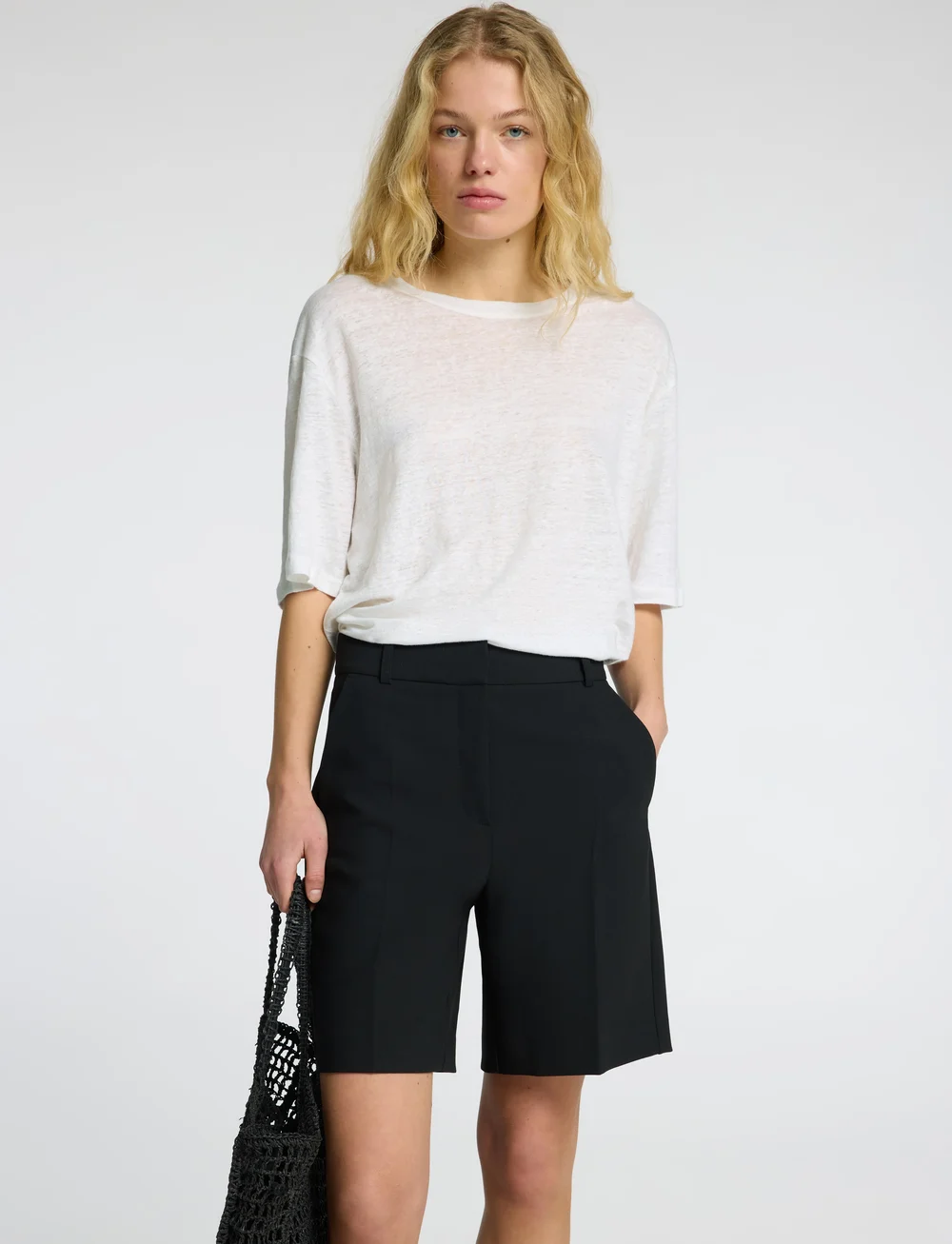 Selected - SLFVILJA LINEN SS TEE - t-shirts - bright white - 5