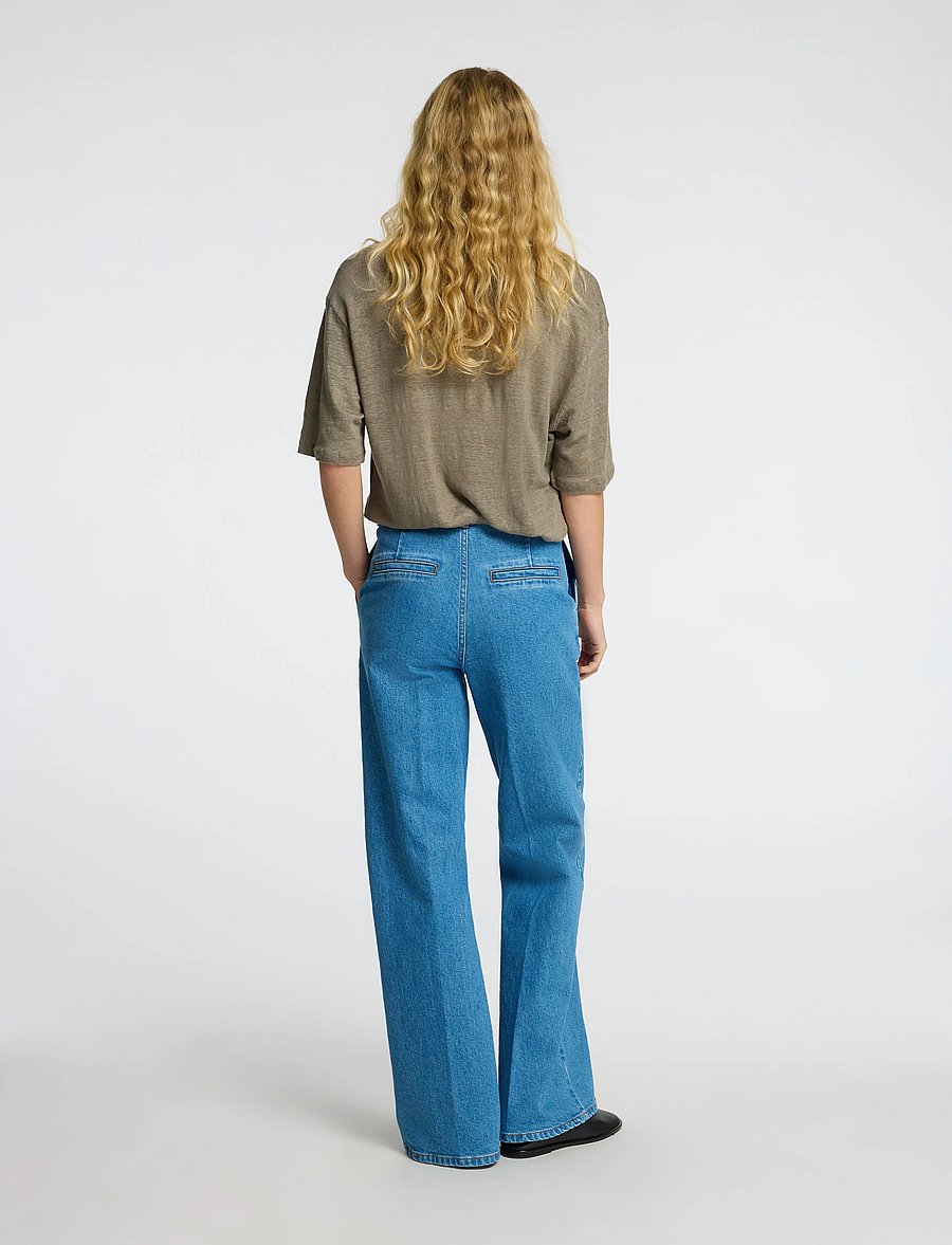 Selected - SLFVILJA LINEN SS TEE - t-shirts - vetiver - 2