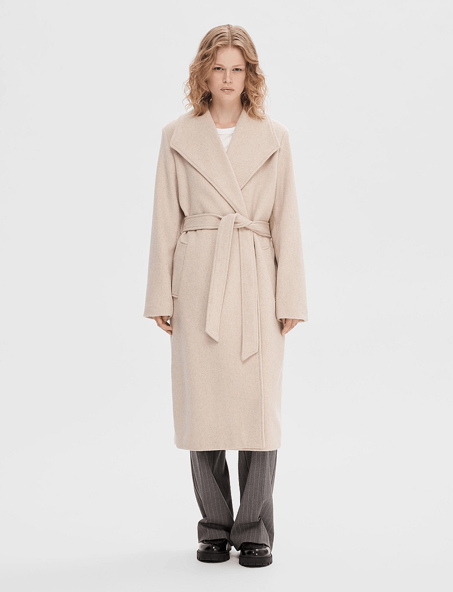 Selected - SLFROSA WOOL COAT B NOOS - sandshell - 0