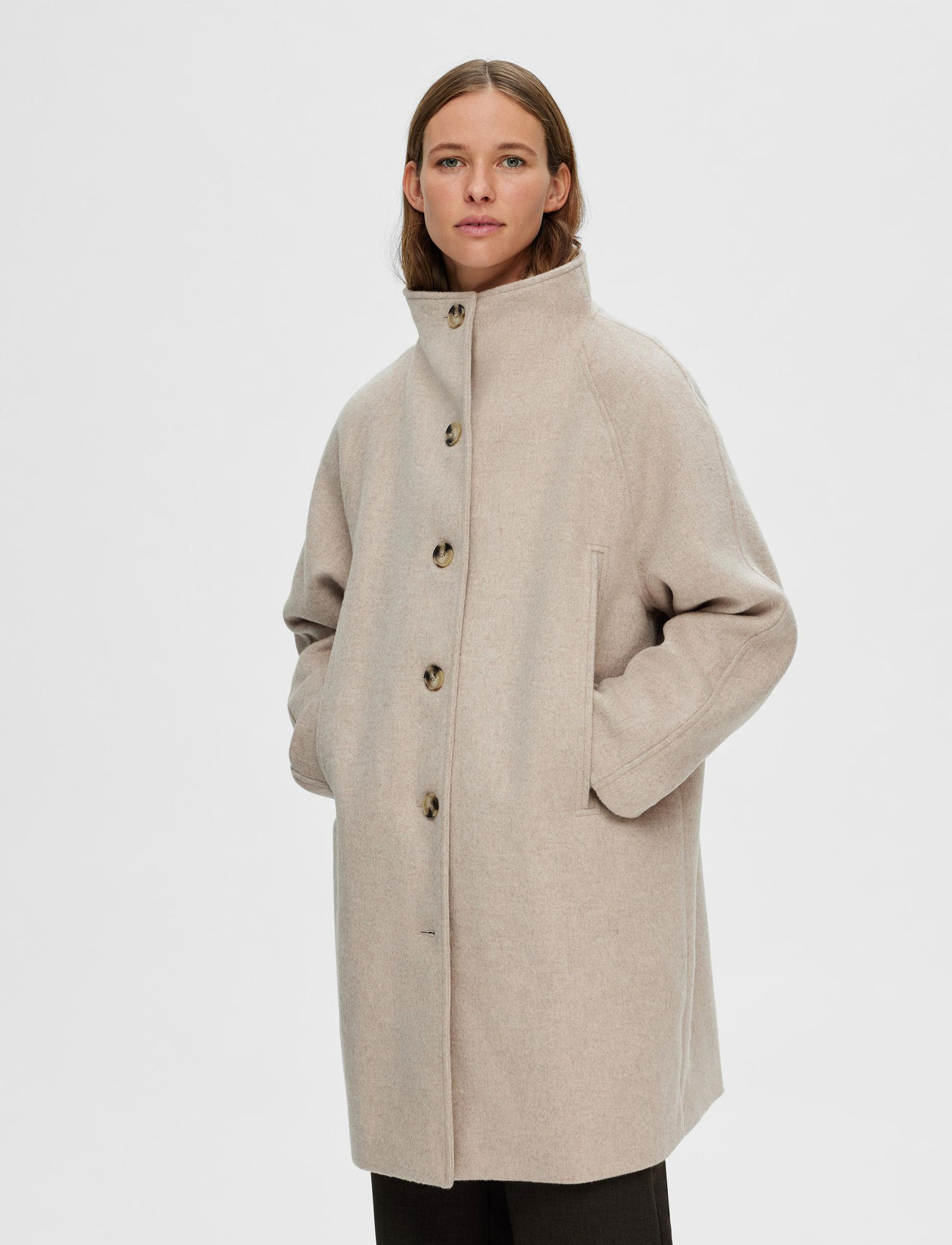 Selected - SLFVINNI WOOL COAT - sandshell - 0