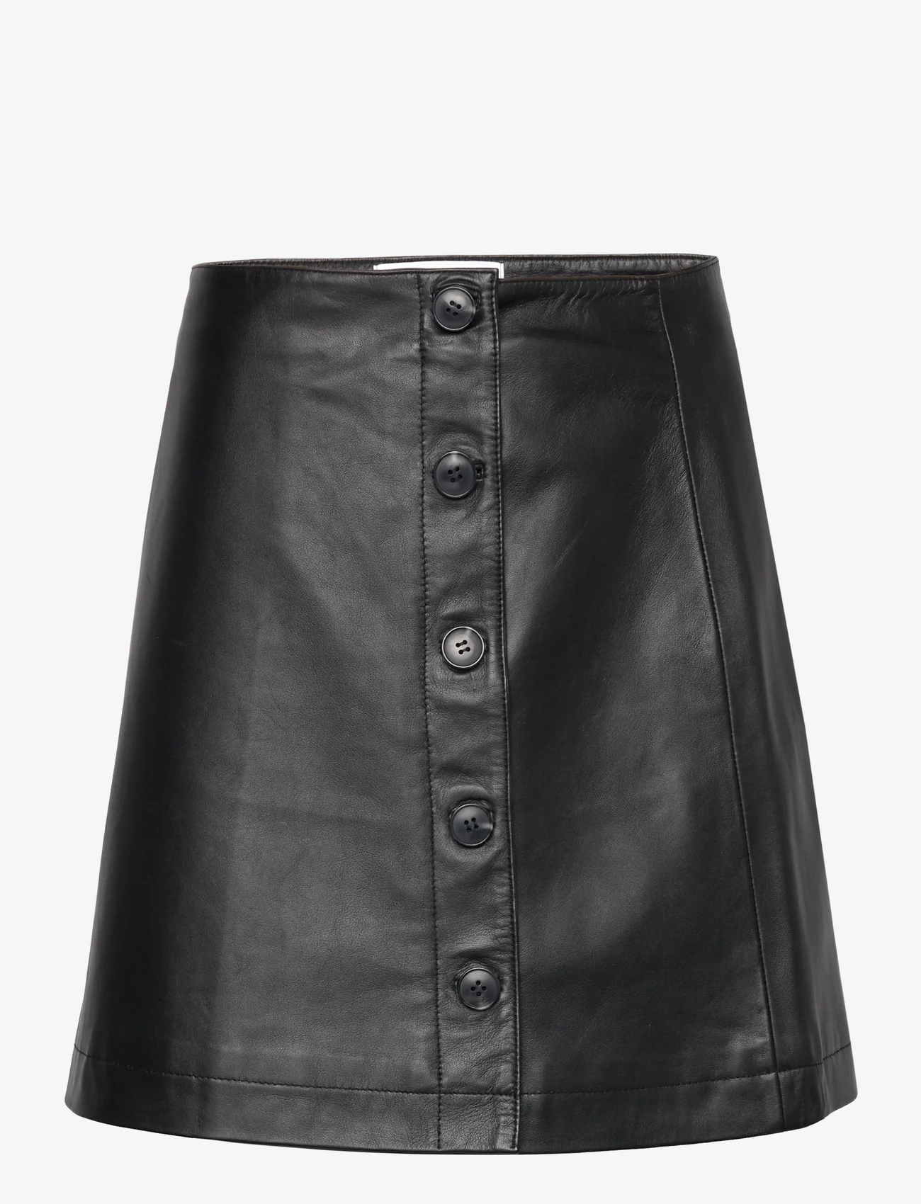 Selected Femme - SLFDORA HW SHORT LEATHER SKIRT - leather skirts - black - 0