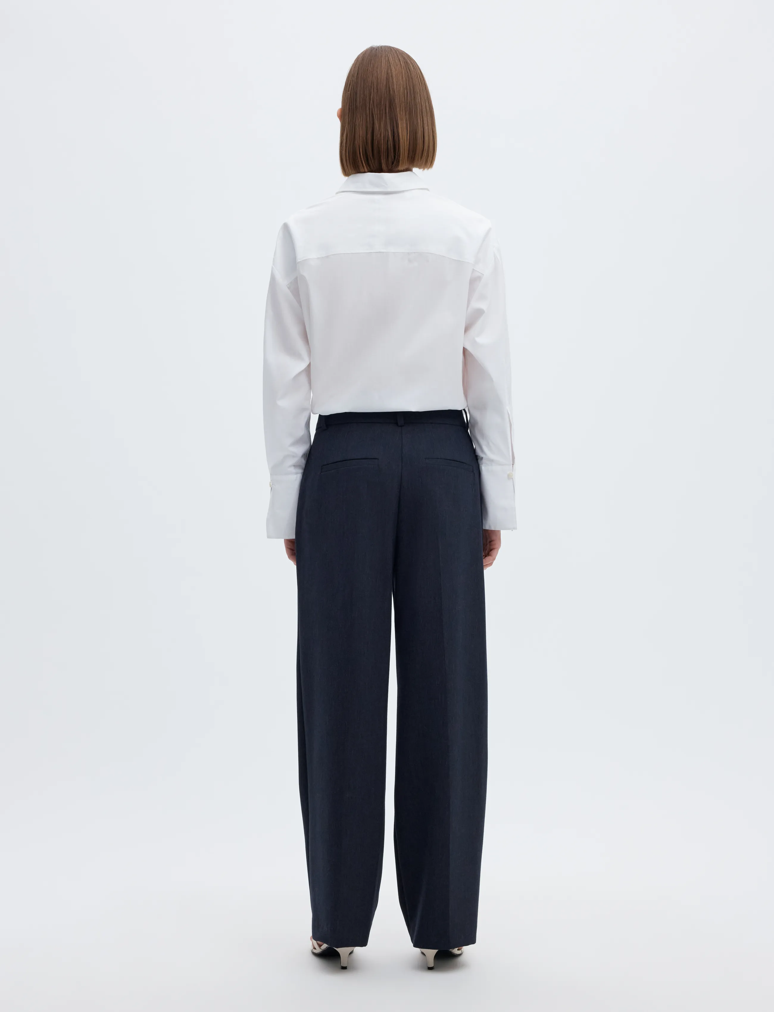 Selected - SLWRITA MW WIDE PANT DARK SAP MEL NOOS - autumn savings - dark sapphire - 2