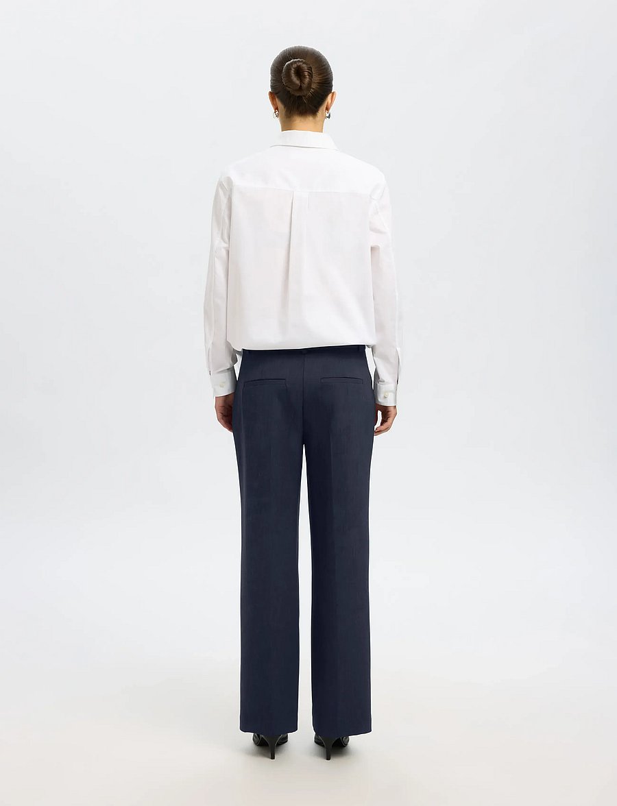 Selected - SLWRITA MW WIDE PANT DARK SAP MEL NOOS - hose mit geradem bein - dark sapphire - 2