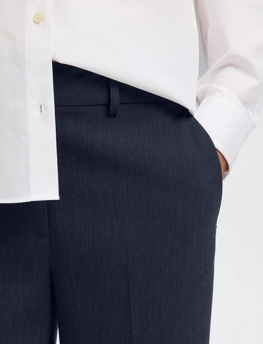 Selected - SLWRITA MW WIDE PANT DARK SAP MEL NOOS - hose mit geradem bein - dark sapphire - 3