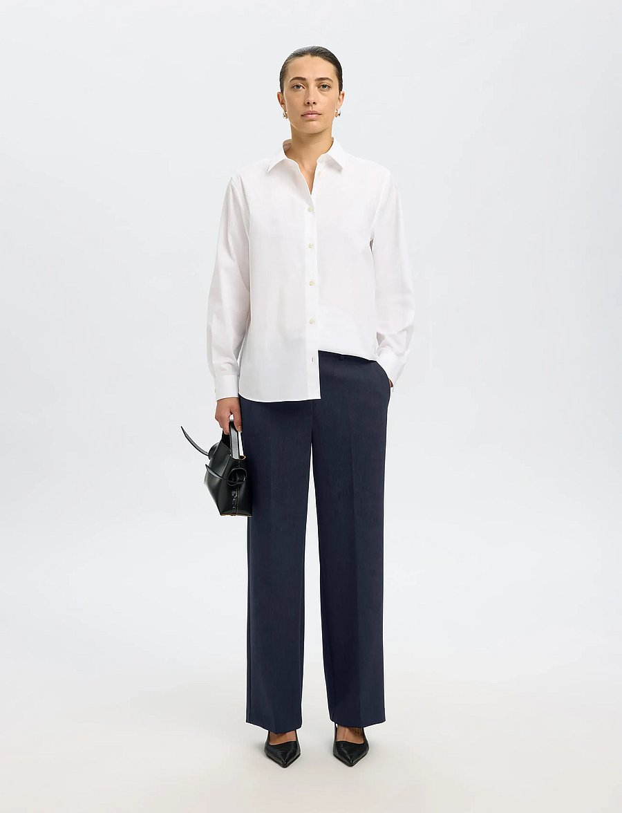 Selected - SLWRITA MW WIDE PANT DARK SAP MEL NOOS - hose mit geradem bein - dark sapphire - 4