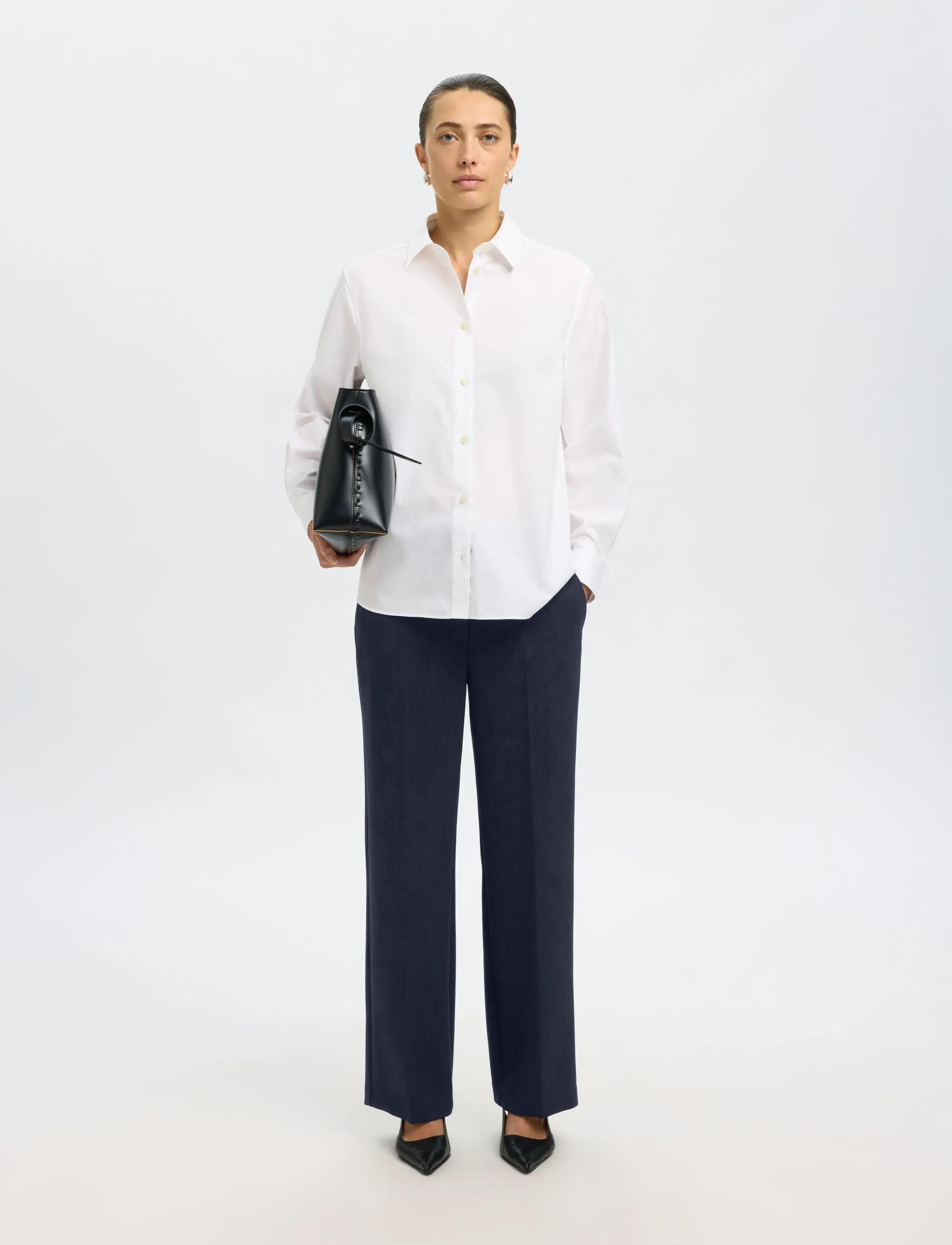 Selected - SLWRITA MW WIDE PANT DARK SAP MEL NOOS - pantalons droits - dark sapphire - 5