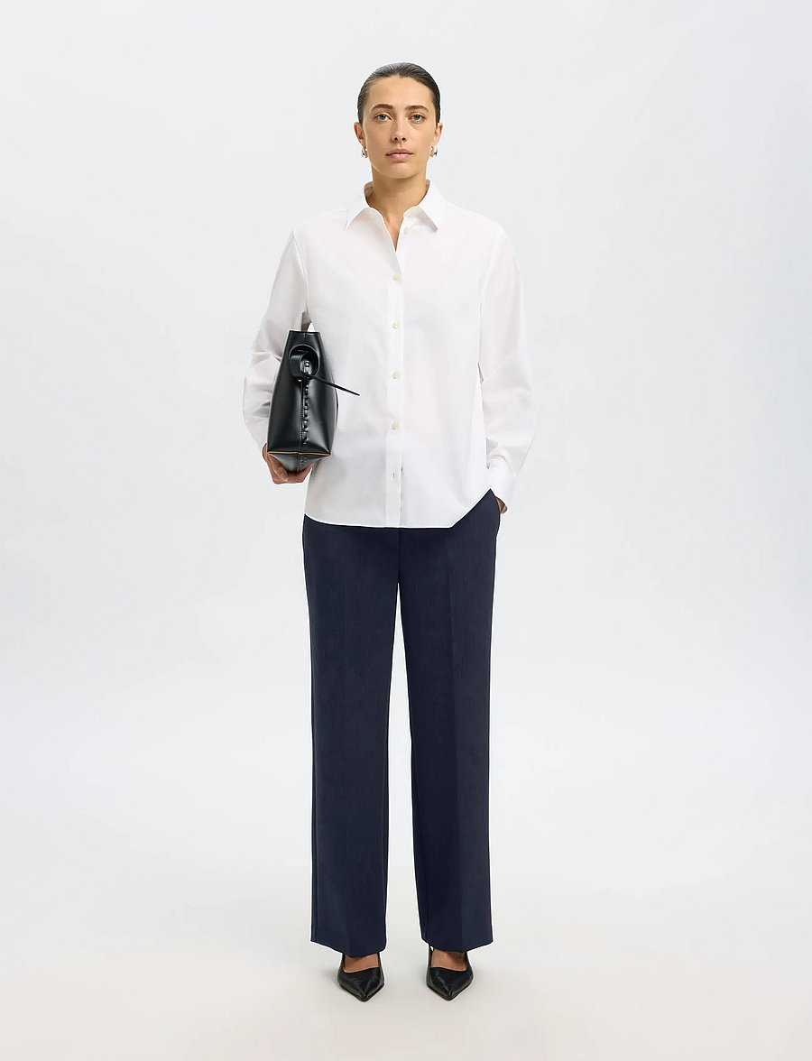 Selected - SLWRITA MW WIDE PANT DARK SAP MEL NOOS - hose mit geradem bein - dark sapphire - 5