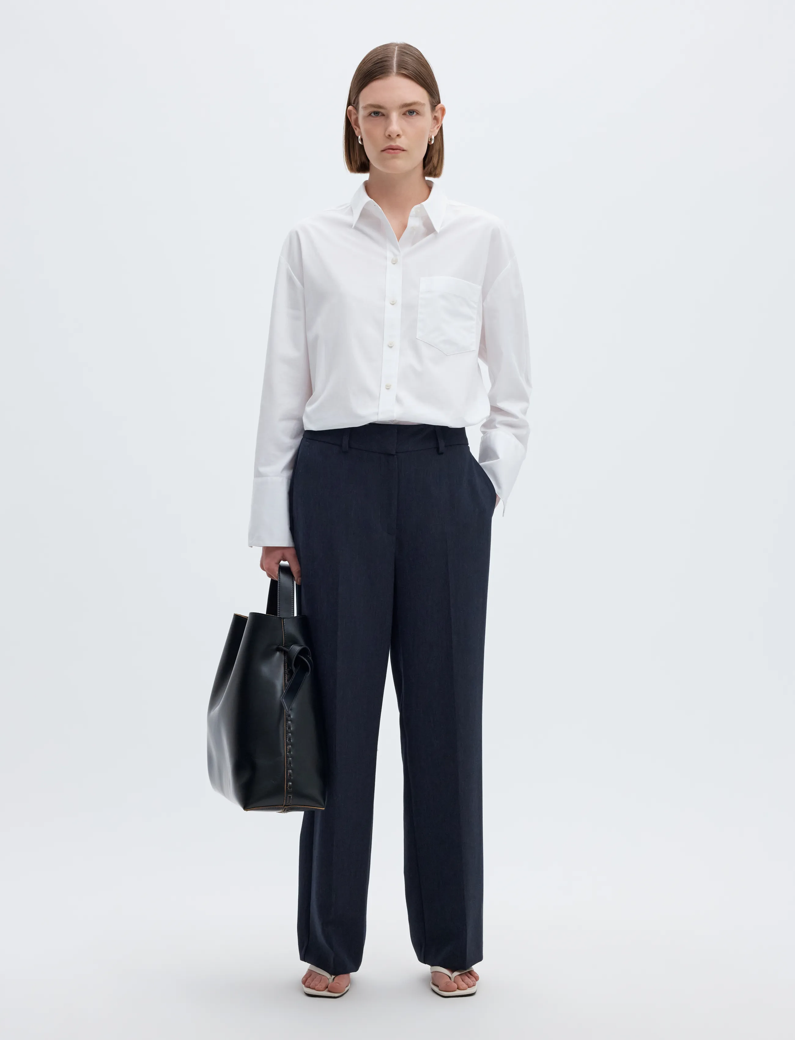 Selected - SLWRITA MW WIDE PANT DARK SAP MEL NOOS - autumn savings - dark sapphire - 5