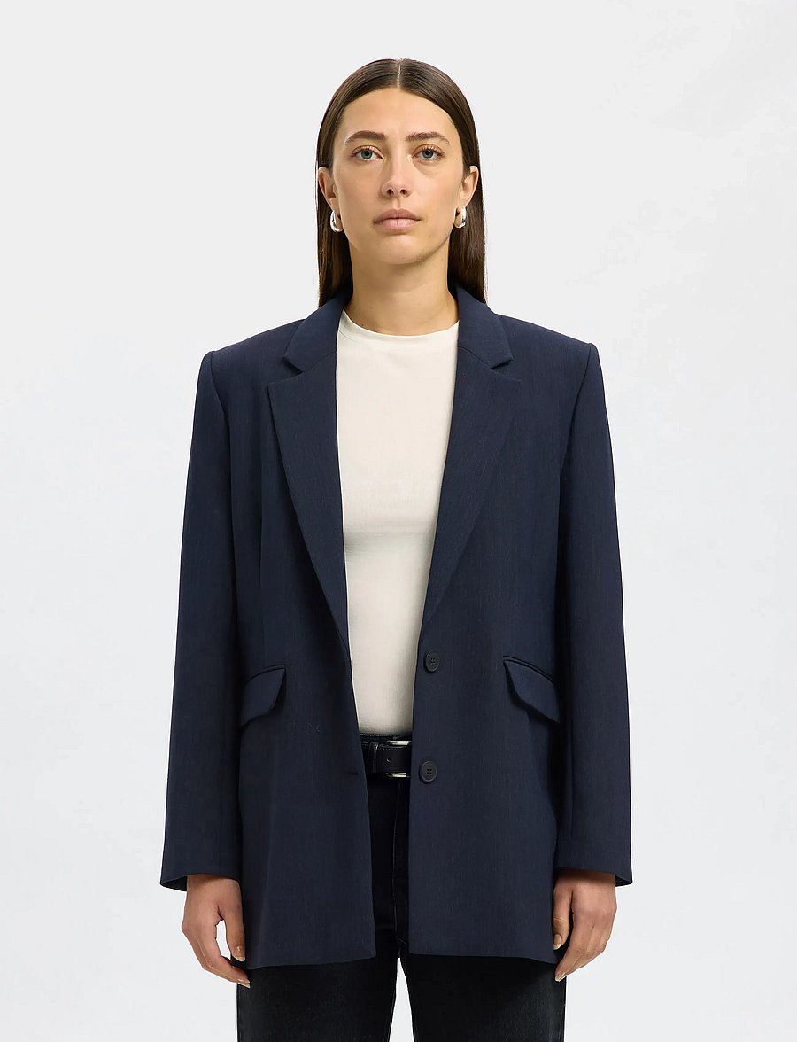Selected - SLFRITA LS BLAZER DARK SAP MEL - Üherealised pintsakud - dark sapphire - 0