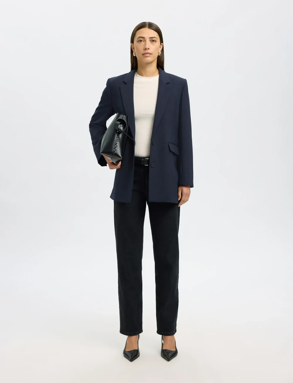 Selected - SLFRITA LS BLAZER DARK SAP MEL - enkeltradede blazere - dark sapphire - 4