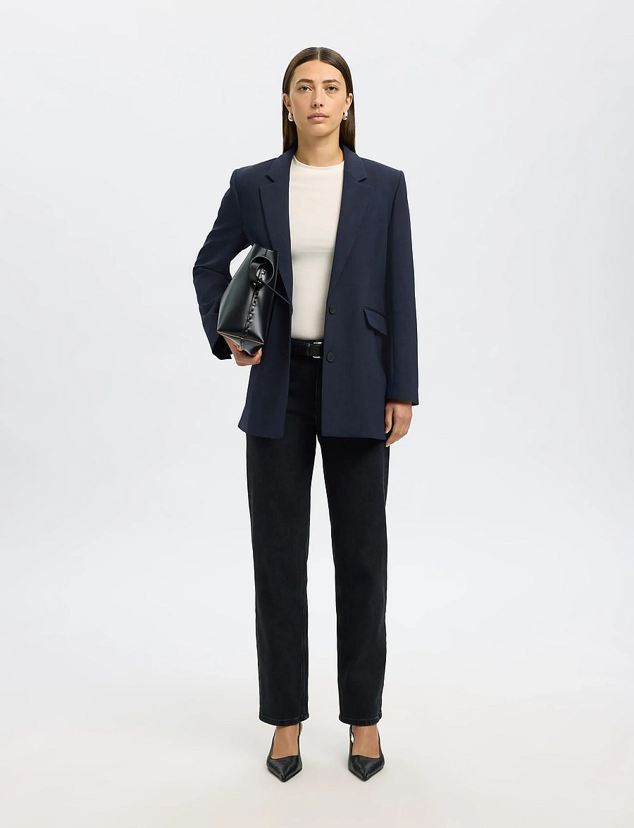 Selected - SLFRITA LS BLAZER DARK SAP MEL - Üherealised pintsakud - dark sapphire - 4