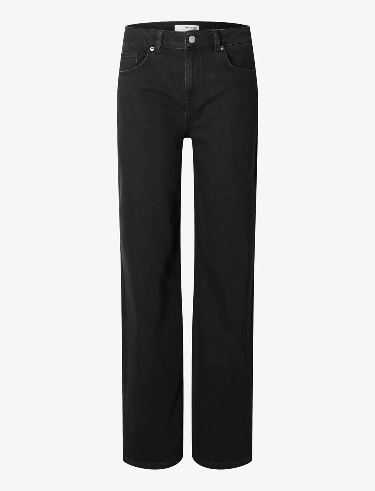 Selected - SLFALICE HW WIDE LONG BLACK JEANS NOOS - vida jeans - black denim - 1