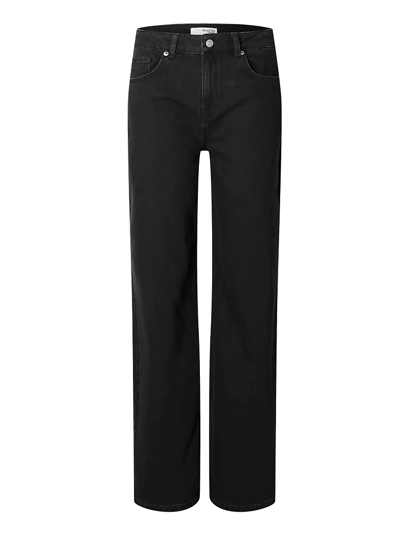 Selected - SLFALICE HW WIDE LONG BLACK JEANS NOOS - vida jeans - black denim - 1
