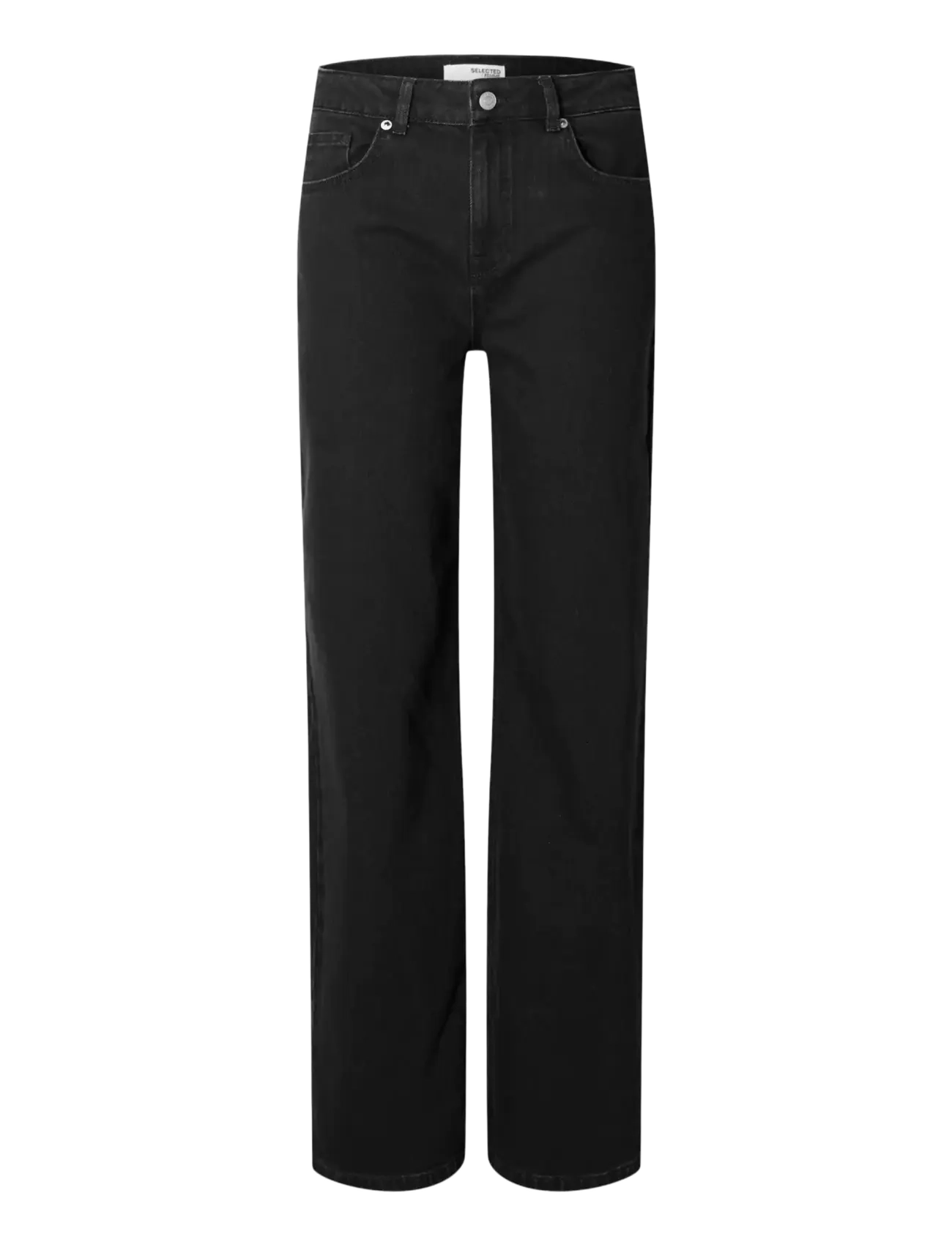 Selected SLFALICE HW WIDE LONG BLACK JEANS NOOS - Brede jeans - BLACK DENIM / black