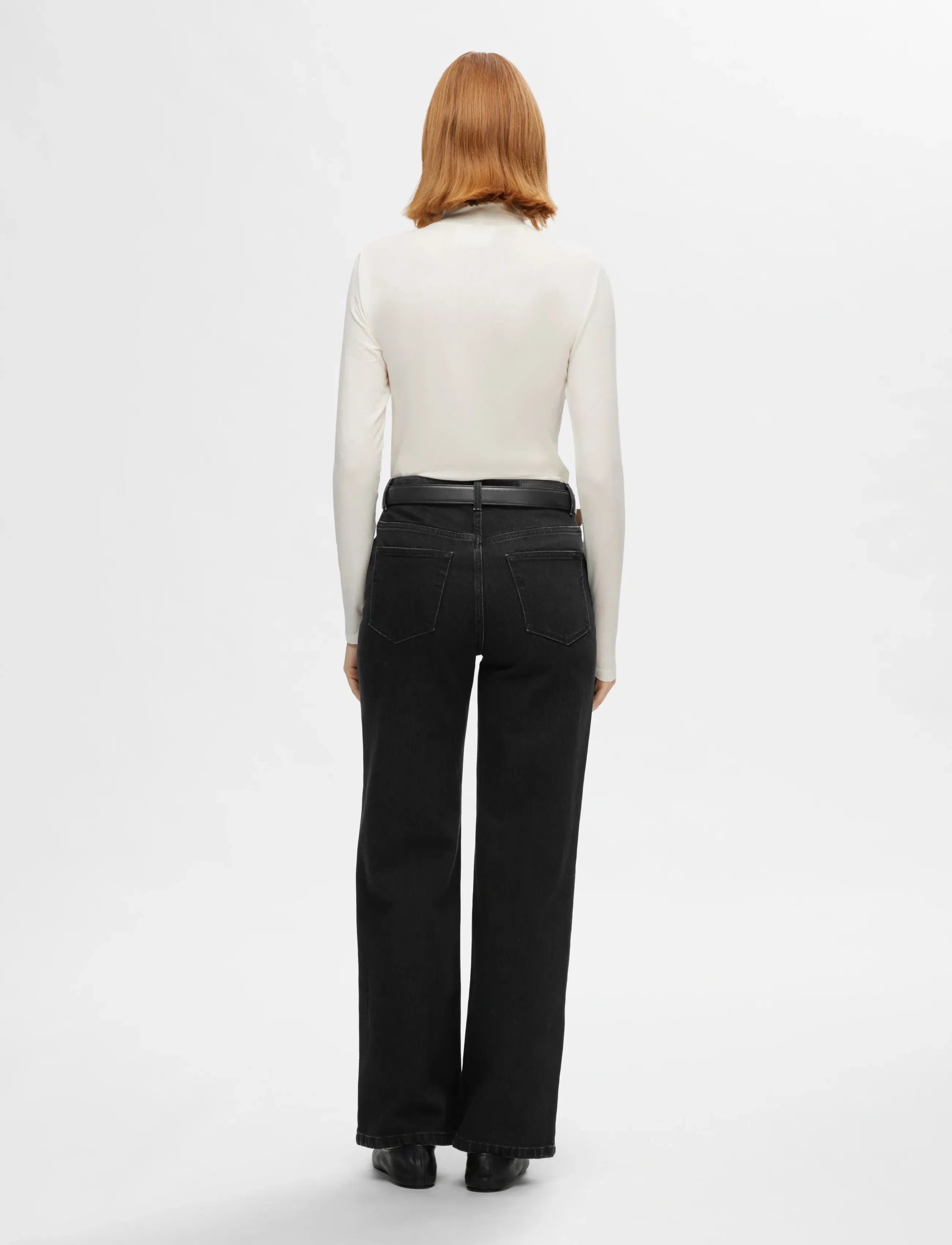 Selected - SLFALICE HW WIDE LONG BLACK JEANS NOOS - brede jeans - black denim - 2