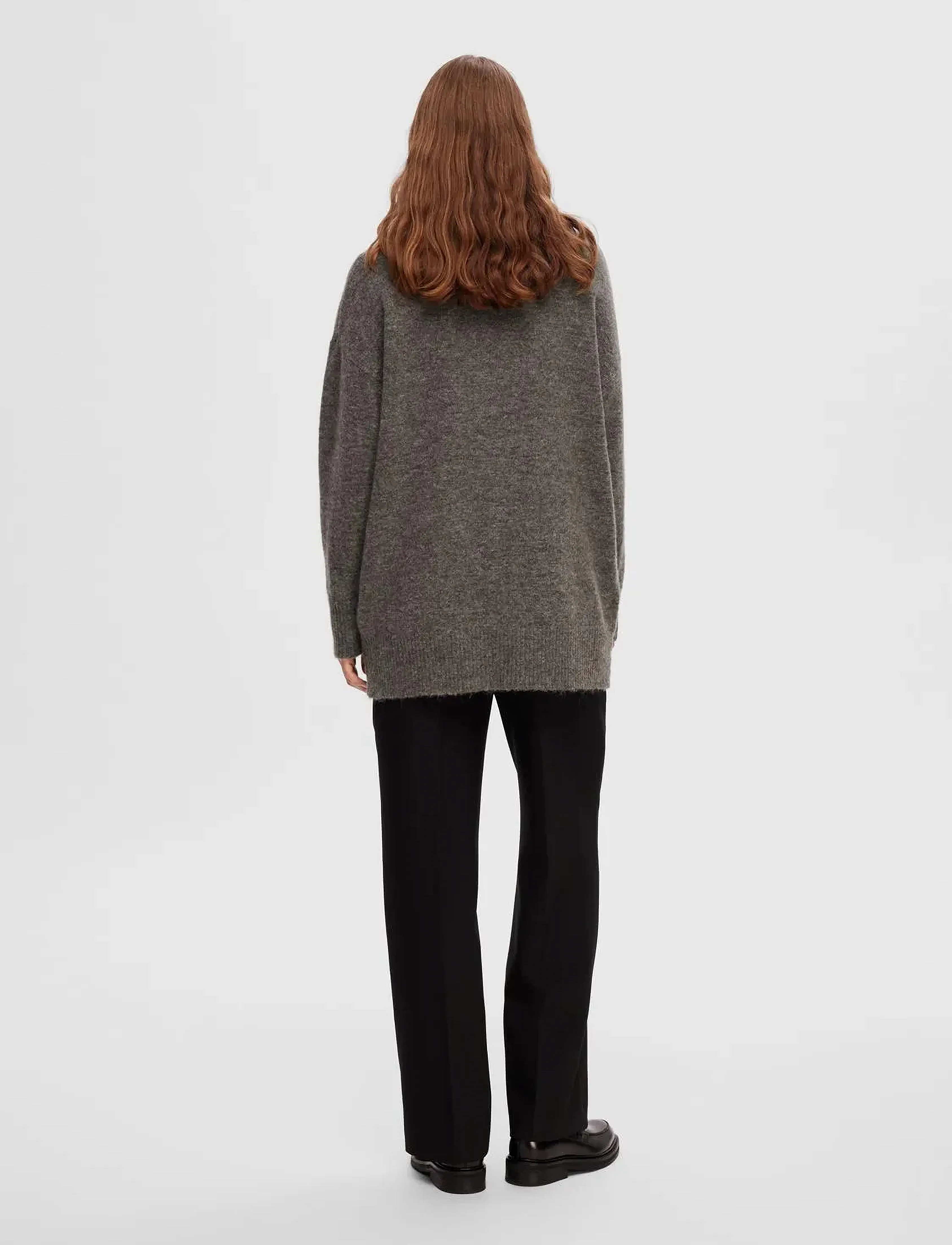 Selected - SLFMALINE LS KNIT LONG CARDIGAN NOOS - medium grey melange - 3