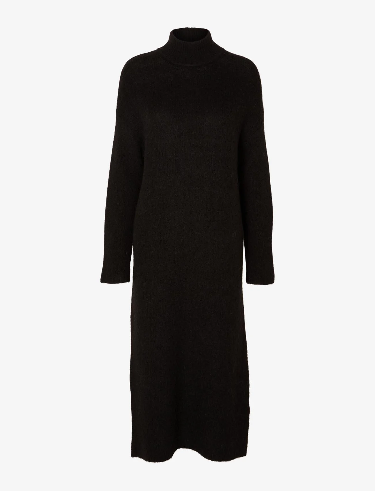Selected Femme - SLFMALINE LS KNIT DRESS HIGH NECK NOOS - gebreide jurken - black - 1