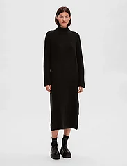 Selected Femme - SLFMALINE LS KNIT DRESS HIGH NECK NOOS - knitted dresses - black - 4