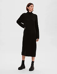Selected Femme - SLFMALINE LS KNIT DRESS HIGH NECK NOOS - stickade klänningar - black - 6