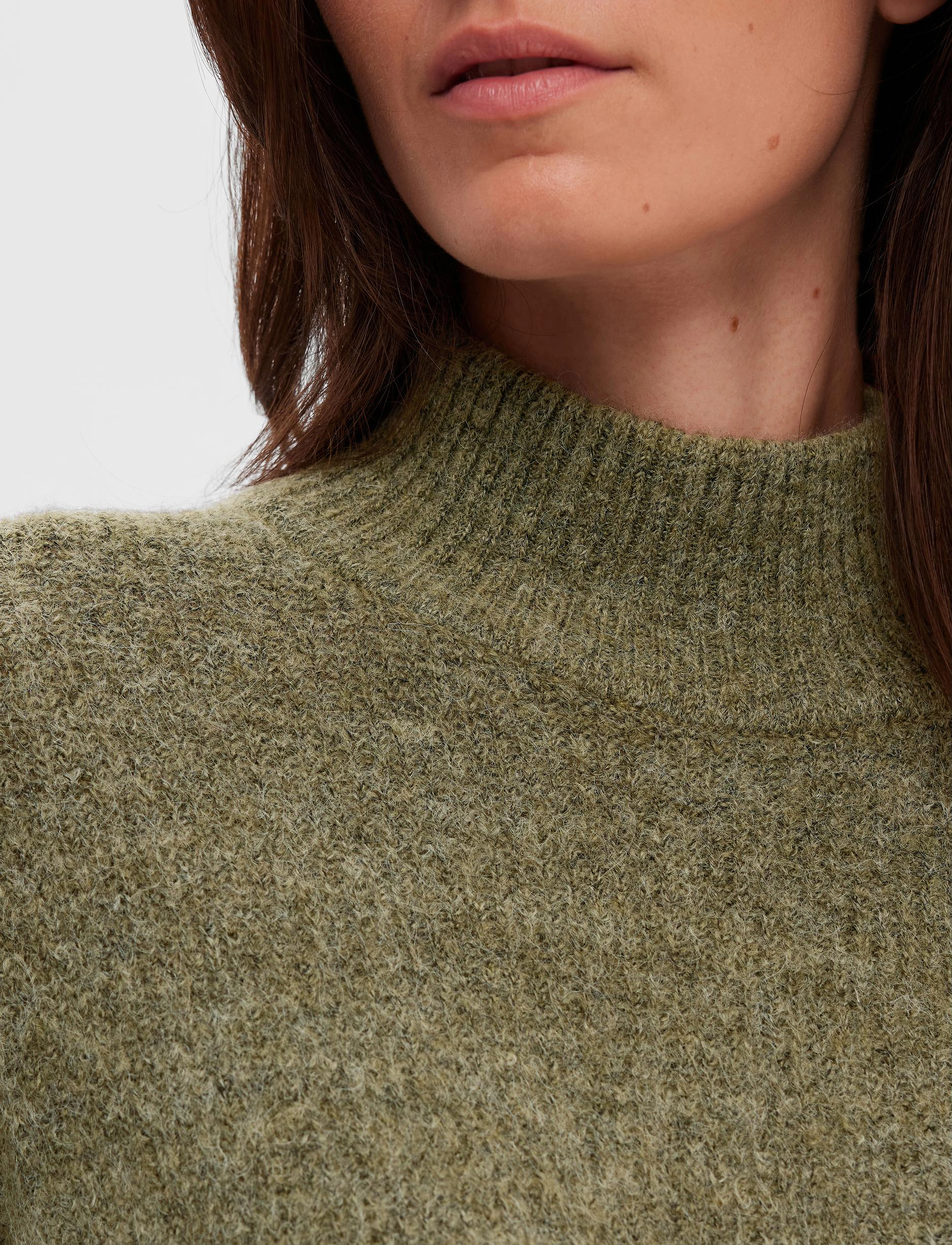 Selected - SLFMALINE LS KNIT DRESS HIGH NECK NOOS - dusky green - 5