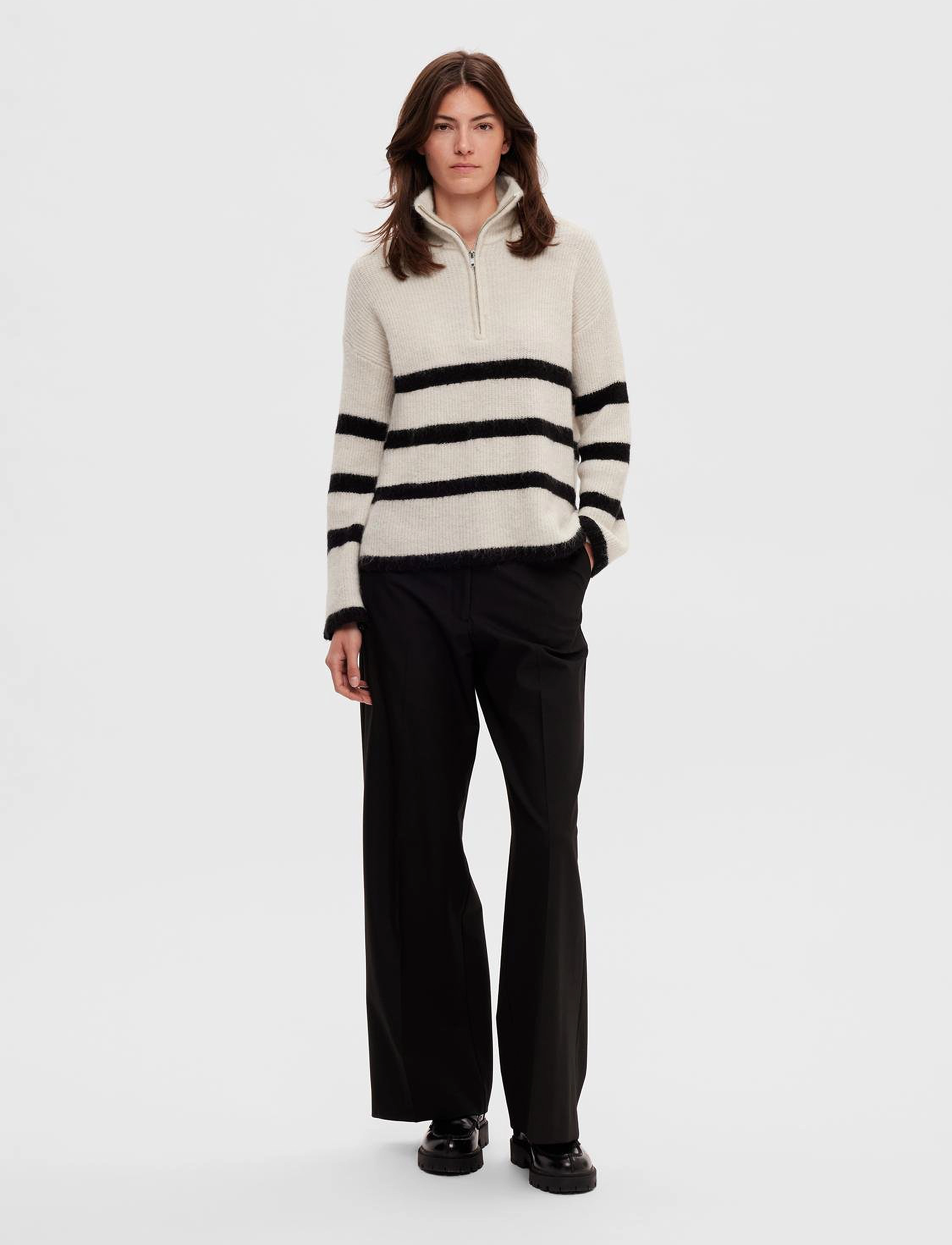 Selected - SLFMALINE LS KNIT HALF ZIP NOOS - birch - 5