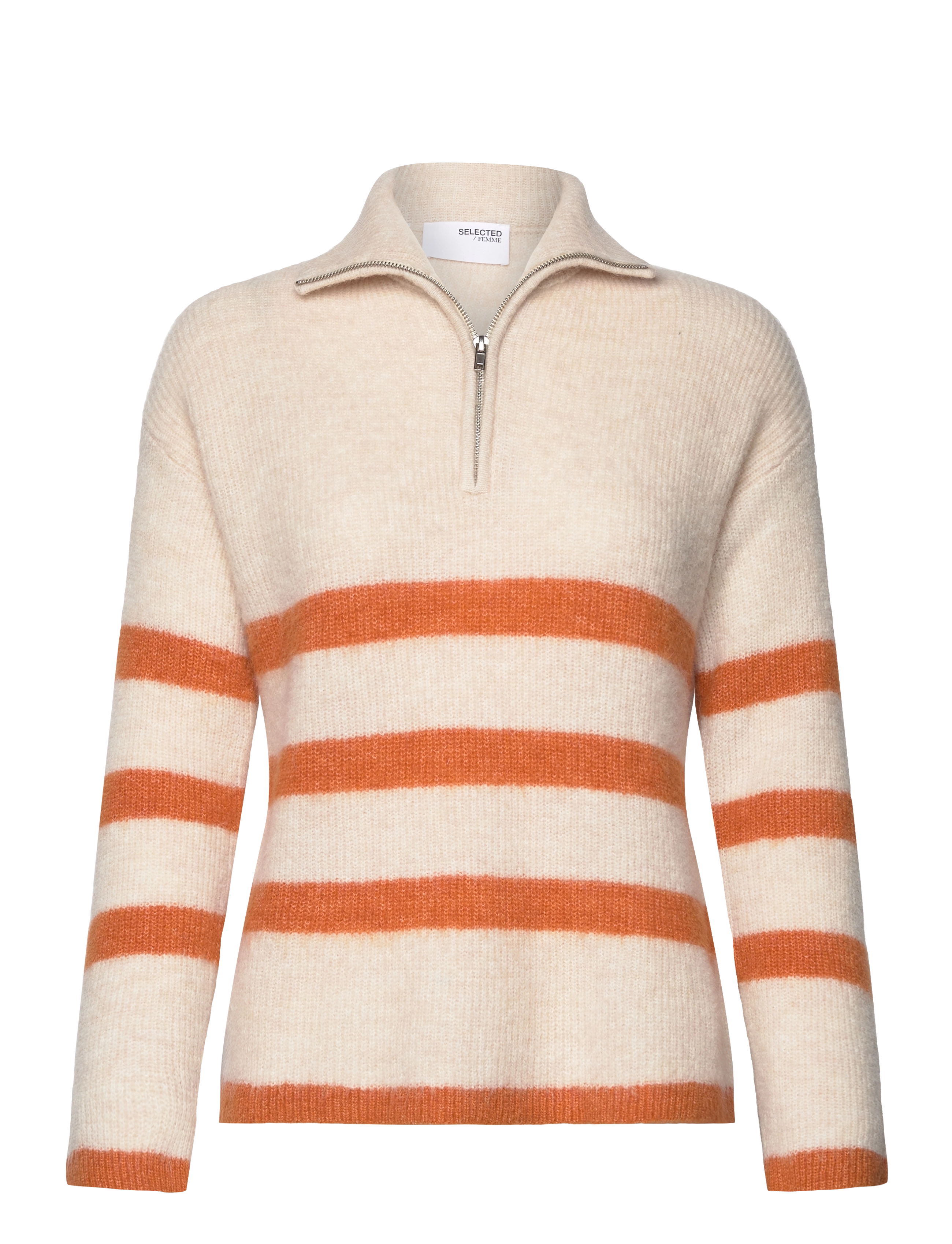 Selected - SLFMALINE LS KNIT HALF ZIP NOOS - trøjer - birch - 1