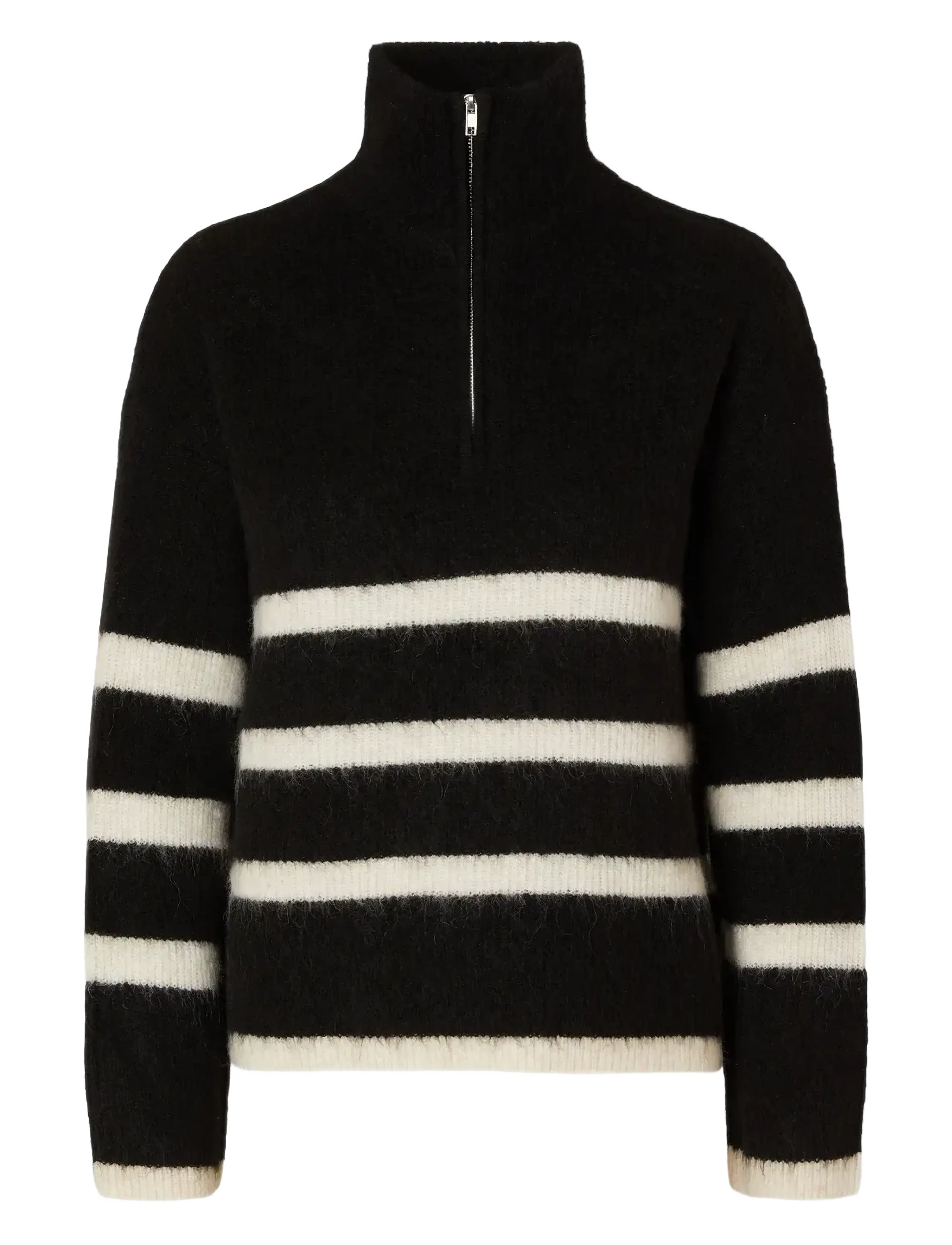 Selected SLFMALINE LS KNIT HALF ZIP NOOS - Stickat för Kvinnor - BLACK / black