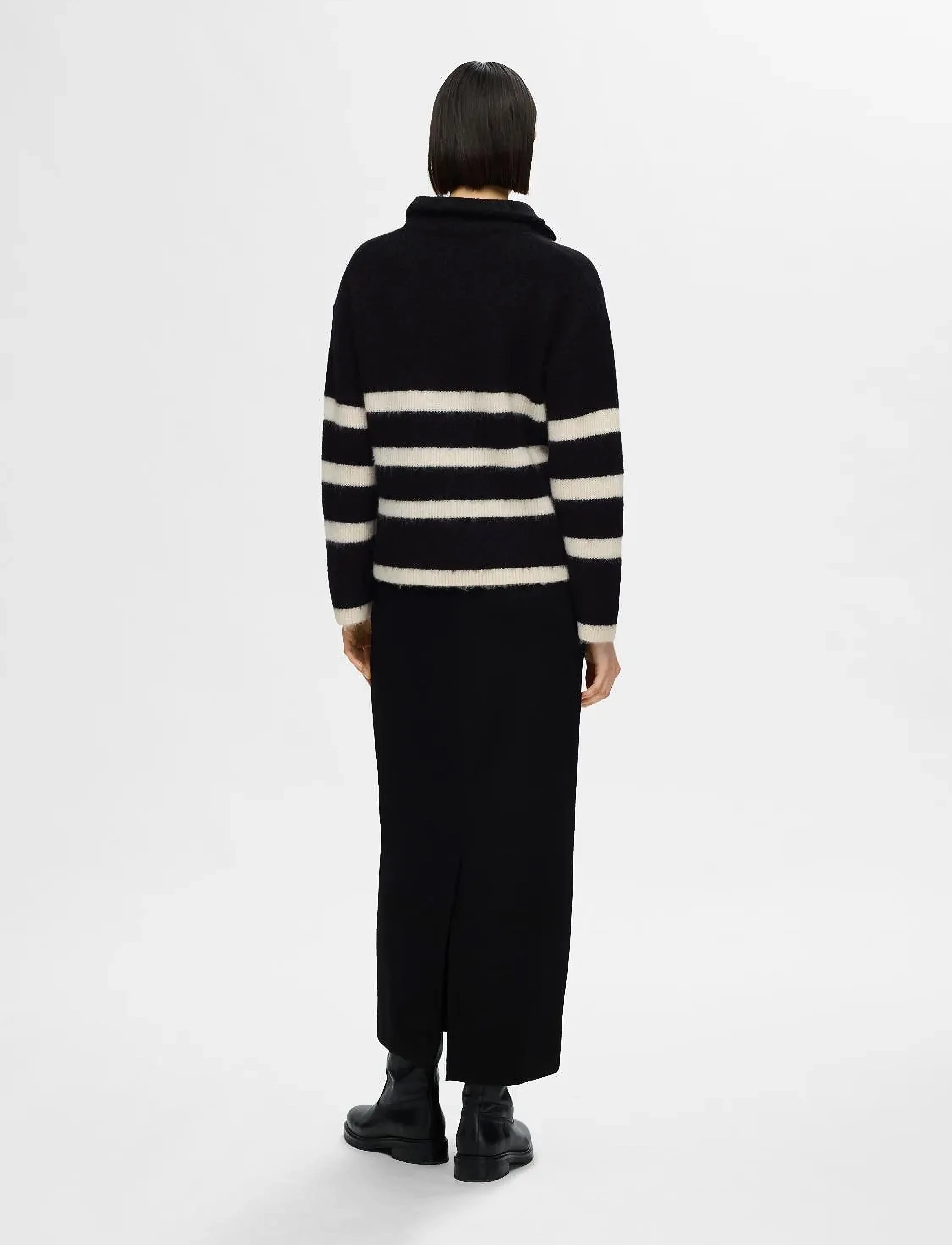 Selected - SLFMALINE LS KNIT HALF ZIP NOOS - pullover - black - 2