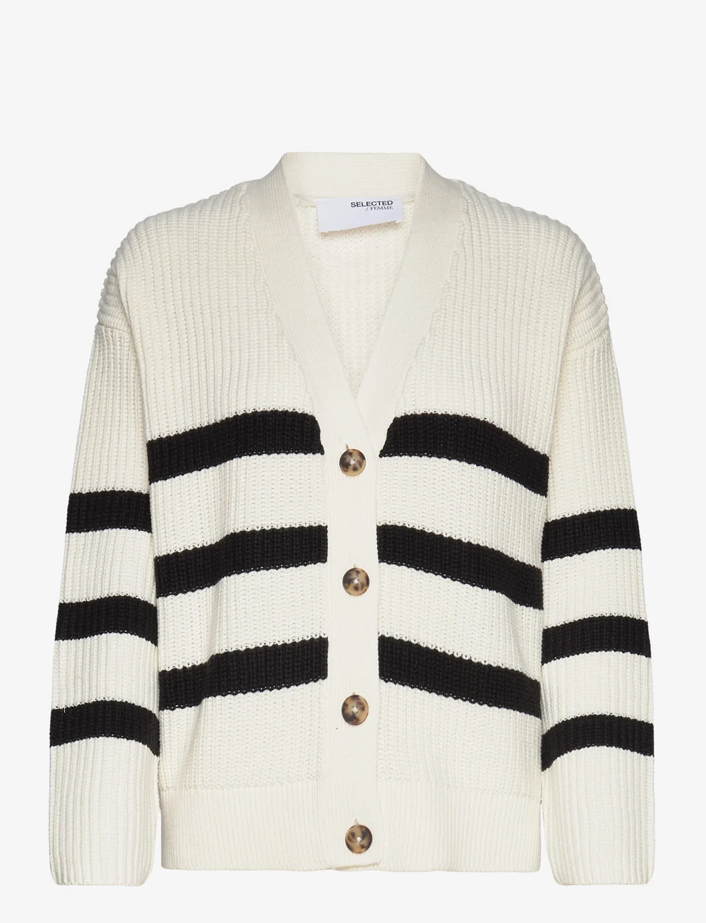 Selected - SLFBLOOMIE LS KNIT V-NECK CARDIGAN NOOS - cardigans - snow white - 1