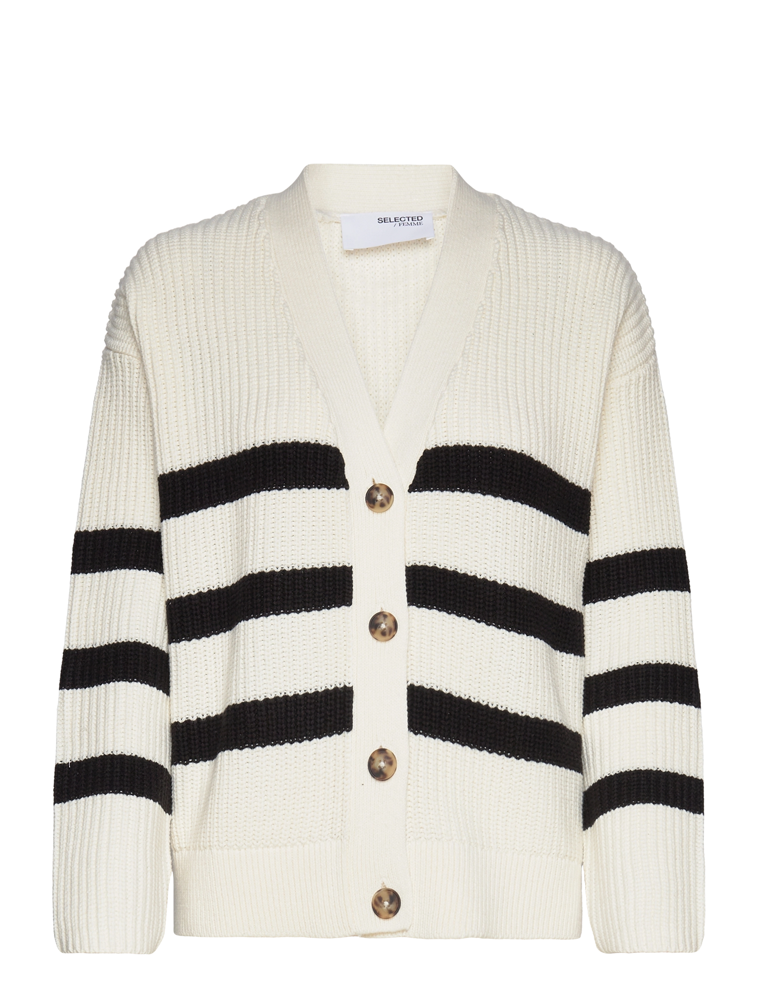 Selected - SLFBLOOMIE LS KNIT V-NECK CARDIGAN NOOS - cardigans - snow white - 1