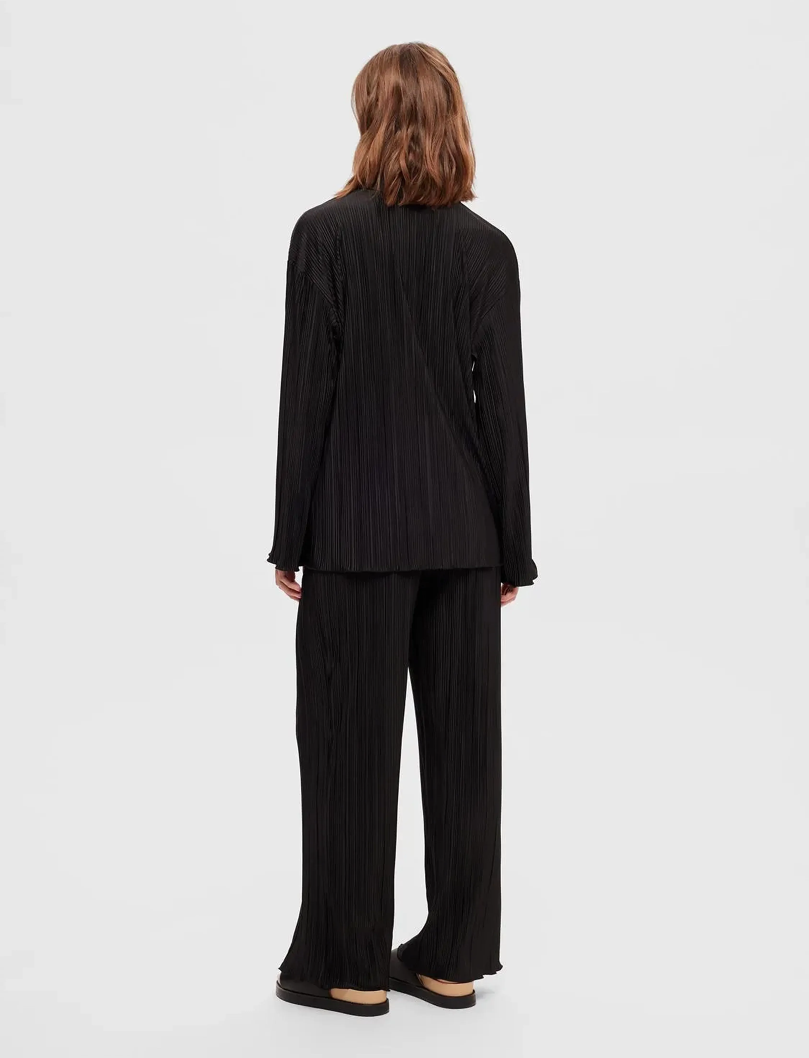 Selected - SLFELLIE LS PLISSE SHIRT - langærmede skjorter - black - 3