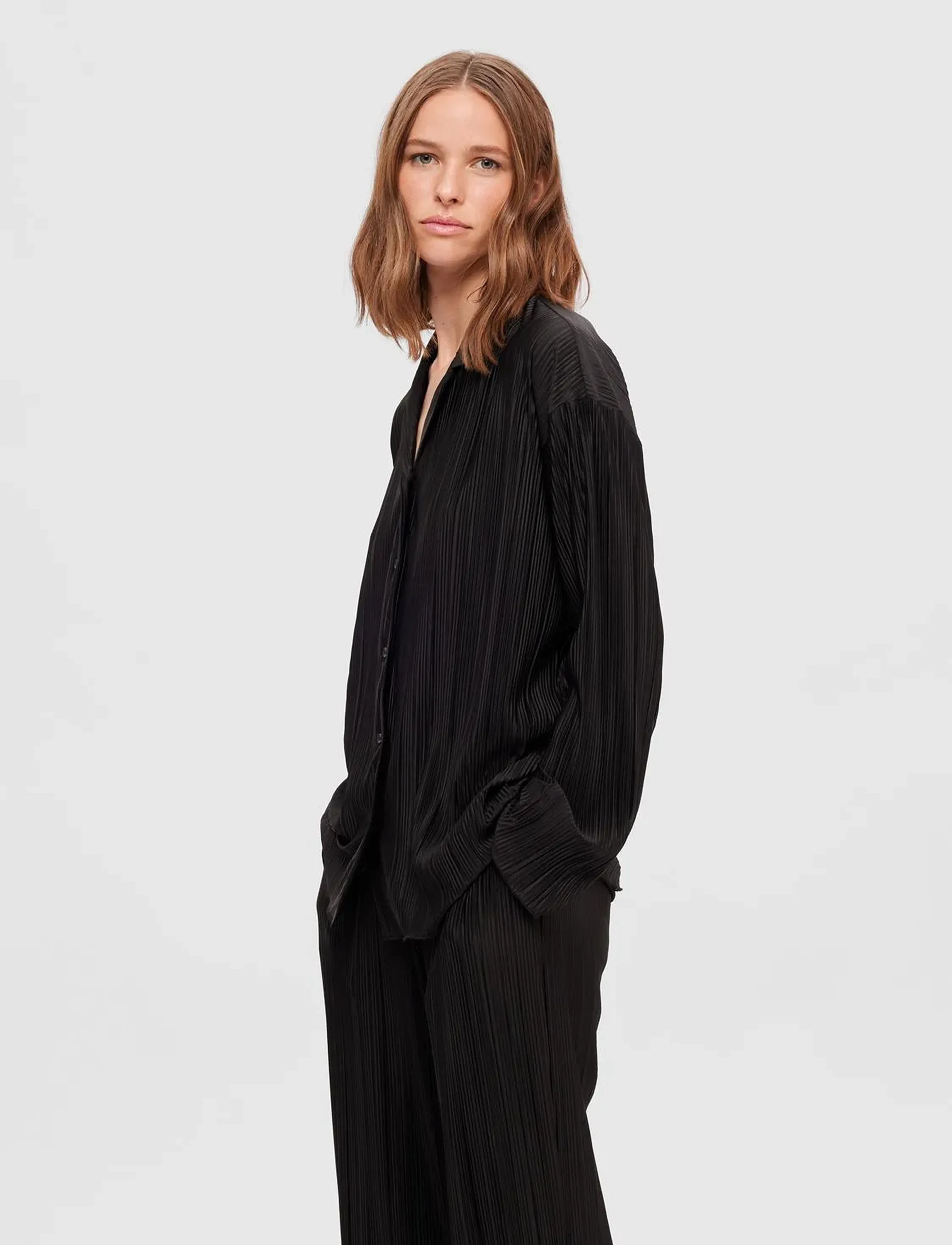 Selected - SLFELLIE LS PLISSE SHIRT - langærmede skjorter - black - 5