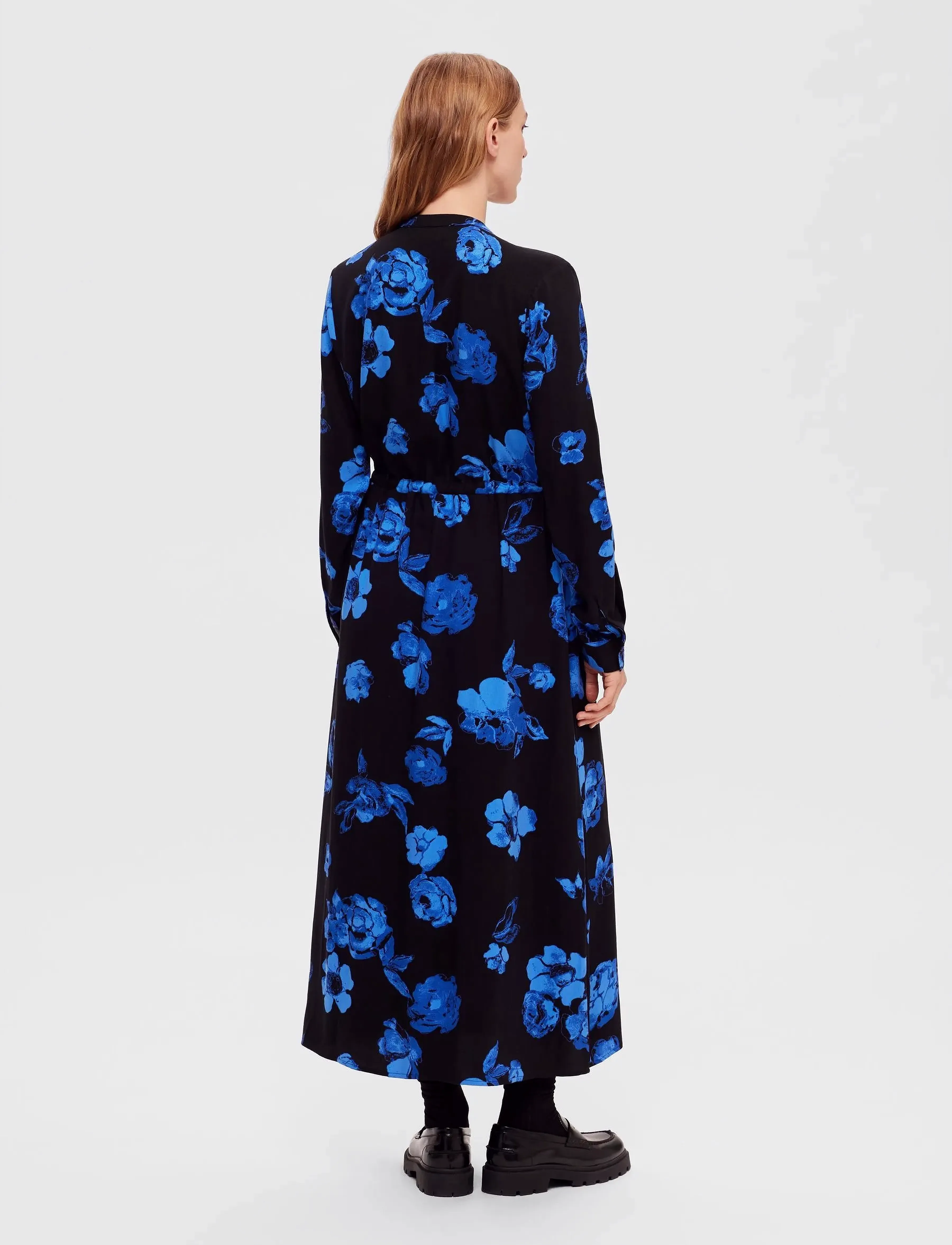 Selected - SLFKATRINA LS AOP ANKLE DRESS NOOS - hemdkleider - black - 3