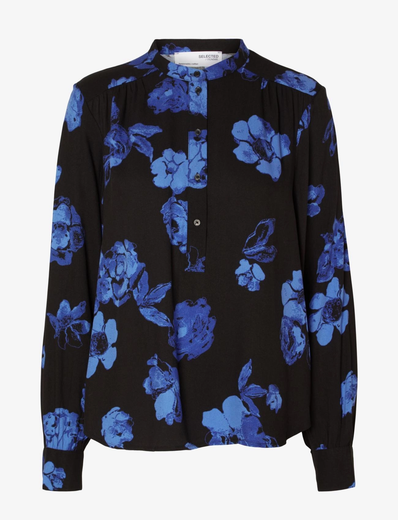 Selected - SLFKATRINA LS AOP TOP NOOS - black - 1