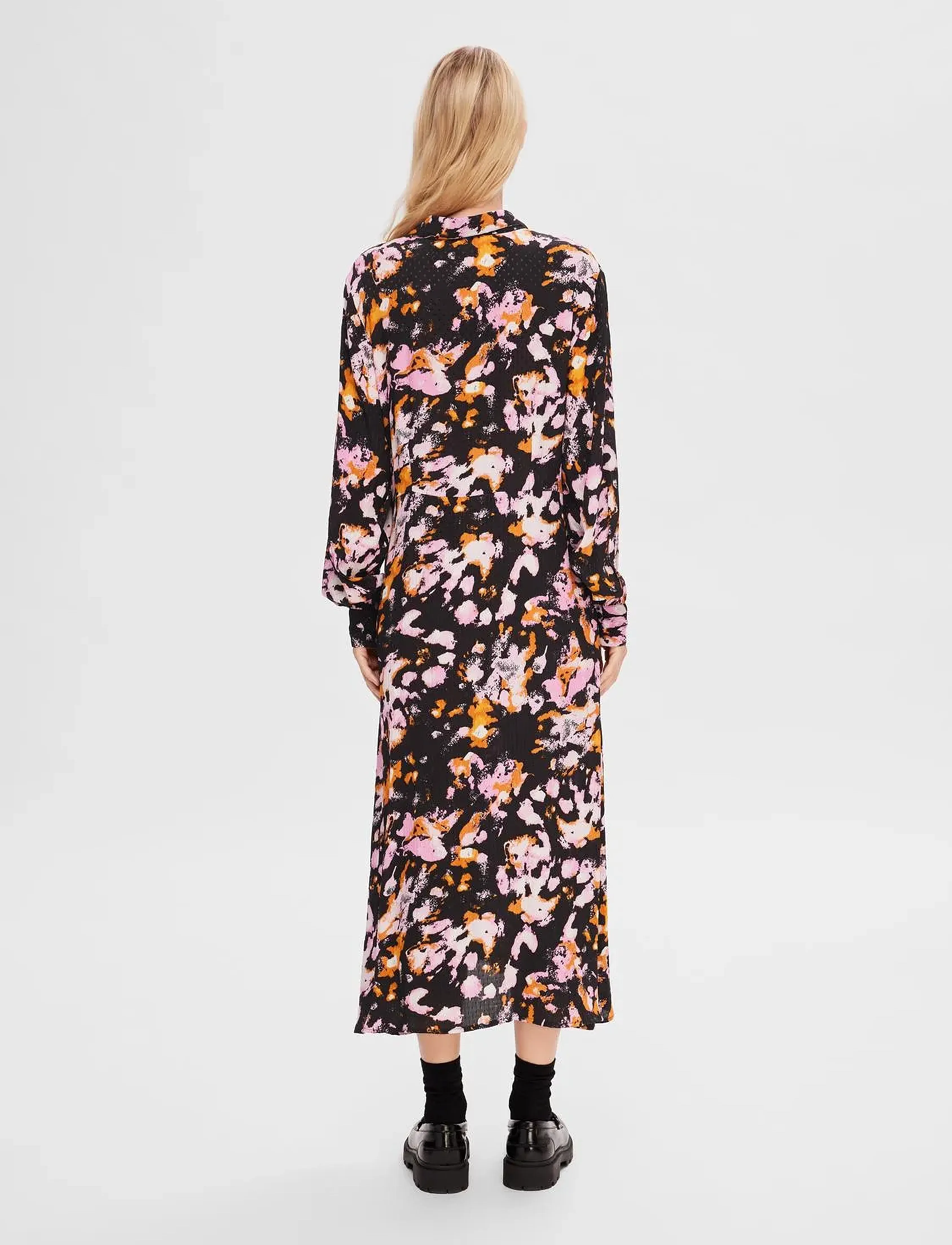 Selected - SLFIRENE LS ANKLE AOP SHIRT DRESS NOOS - hemdkleider - black - 3