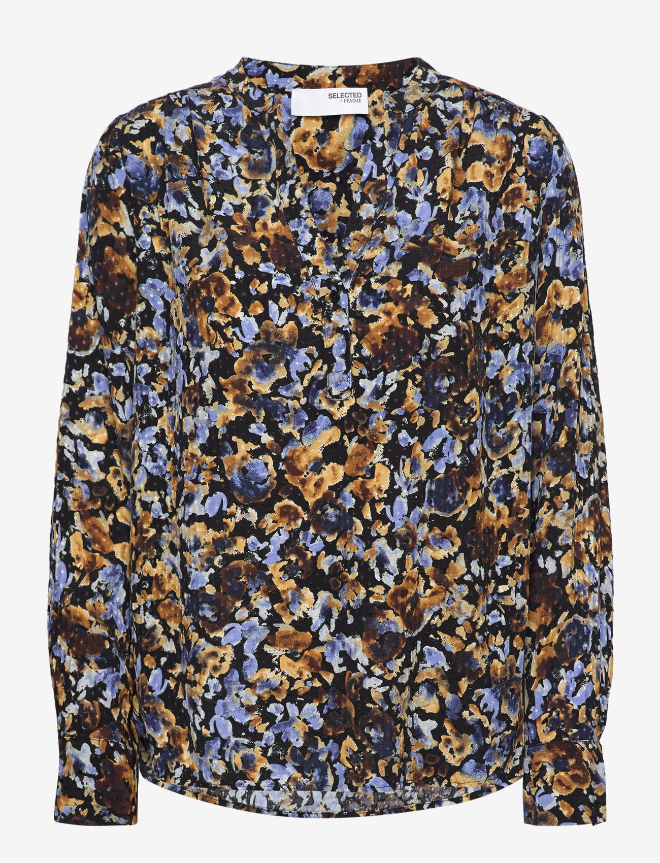 Selected - SLFIRENE LS AOP TOP NOOS - långärmade blusar - black - 1