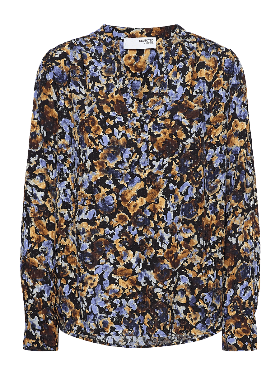 Selected - SLFIRENE LS AOP TOP NOOS - langärmlige blusen - black - 1