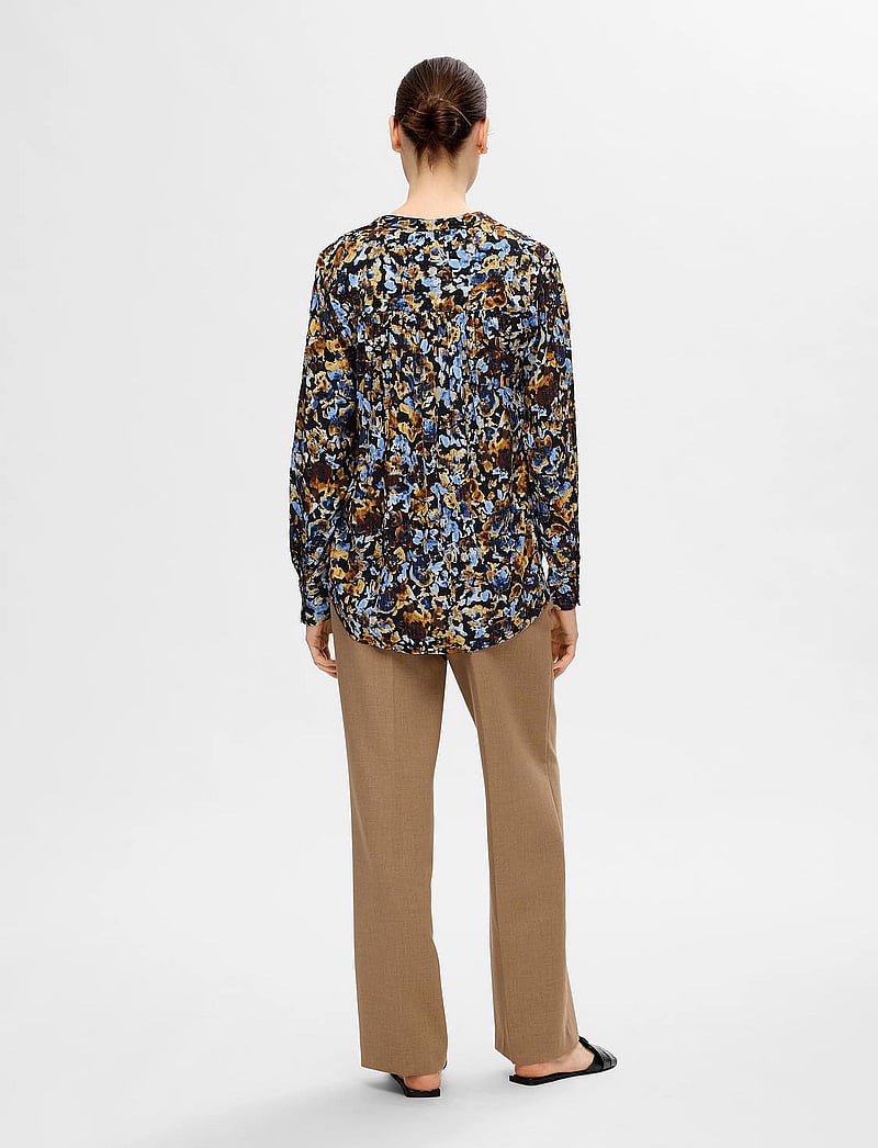 Selected - SLFIRENE LS AOP TOP NOOS - långärmade blusar - black - 3