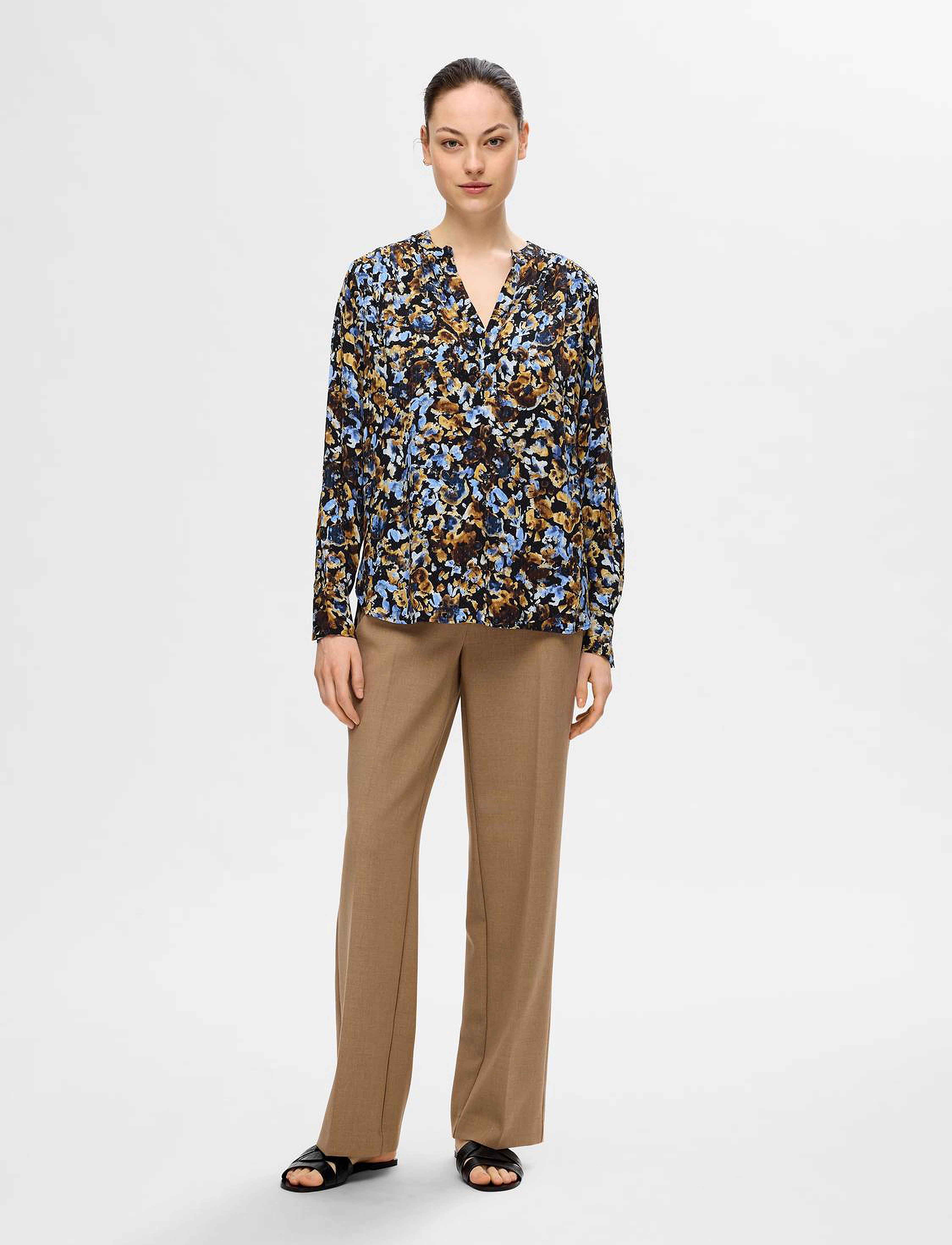 Selected - SLFIRENE LS AOP TOP NOOS - langerma blússur - black - 4