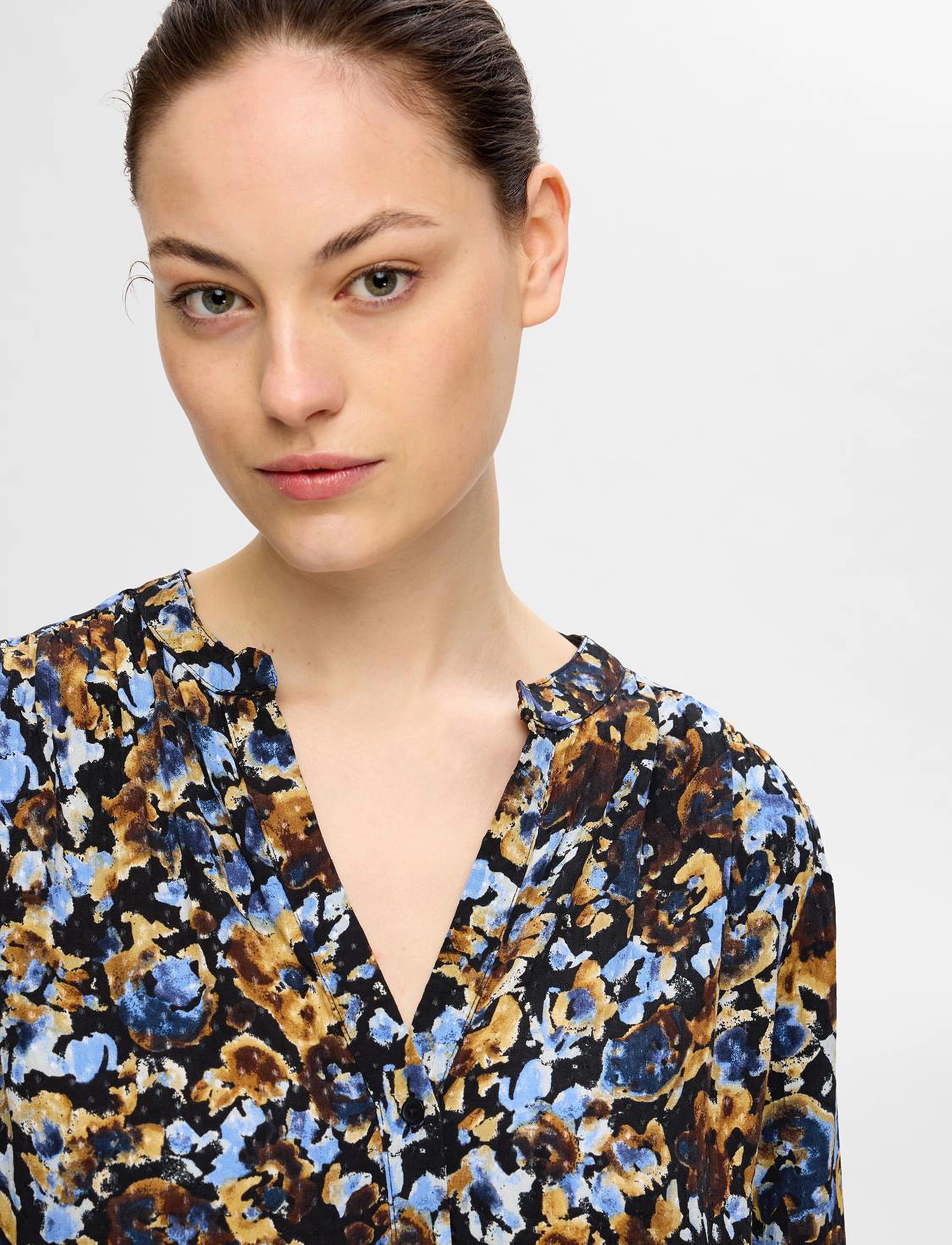 Selected - SLFIRENE LS AOP TOP NOOS - langerma blússur - black - 5