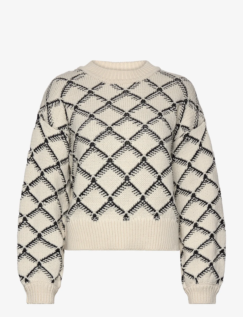 Selected - SLFOLIVIA LS CROPPED KNIT O-NECK - striktrøjer - birch - 1