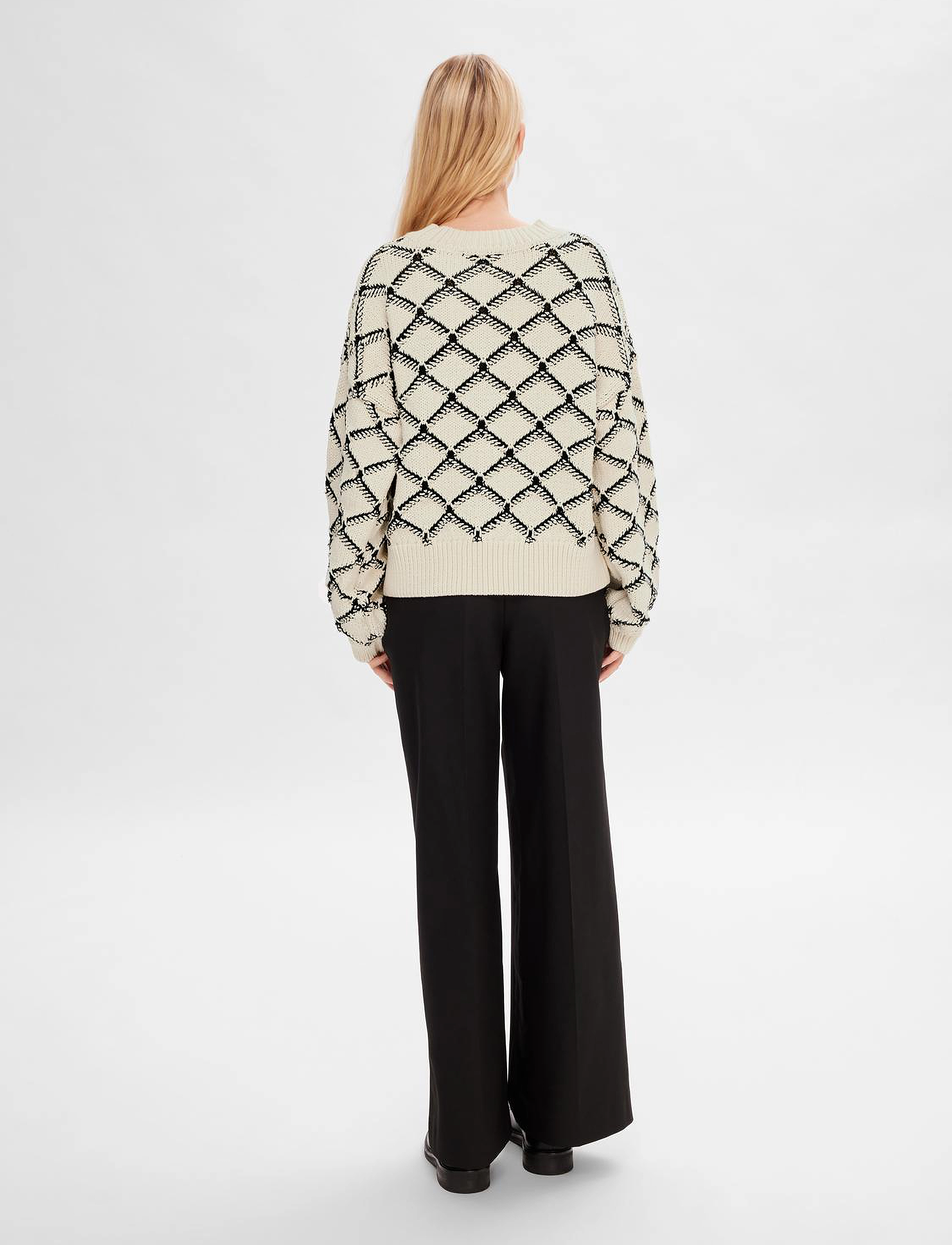 Selected - SLFOLIVIA LS CROPPED KNIT O-NECK - trøjer - birch - 3