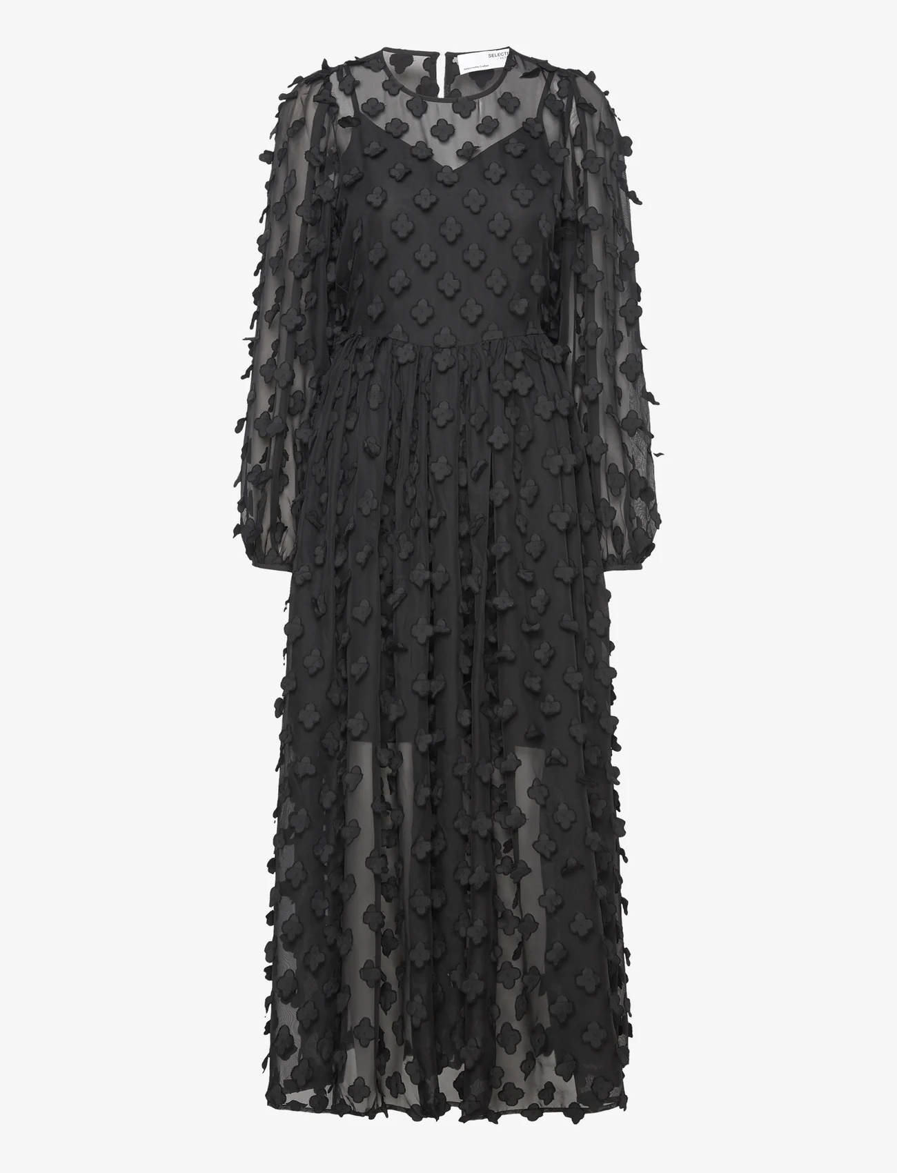 Selected Femme - SLFKYSHA LS ANKLE DRESS B - festkläder till outletpriser - black - 0
