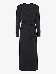 Selected Femme - SLFLUDWIKA LS ANKLE SATIN DRESS B - sukienki kopertowe - black - 0