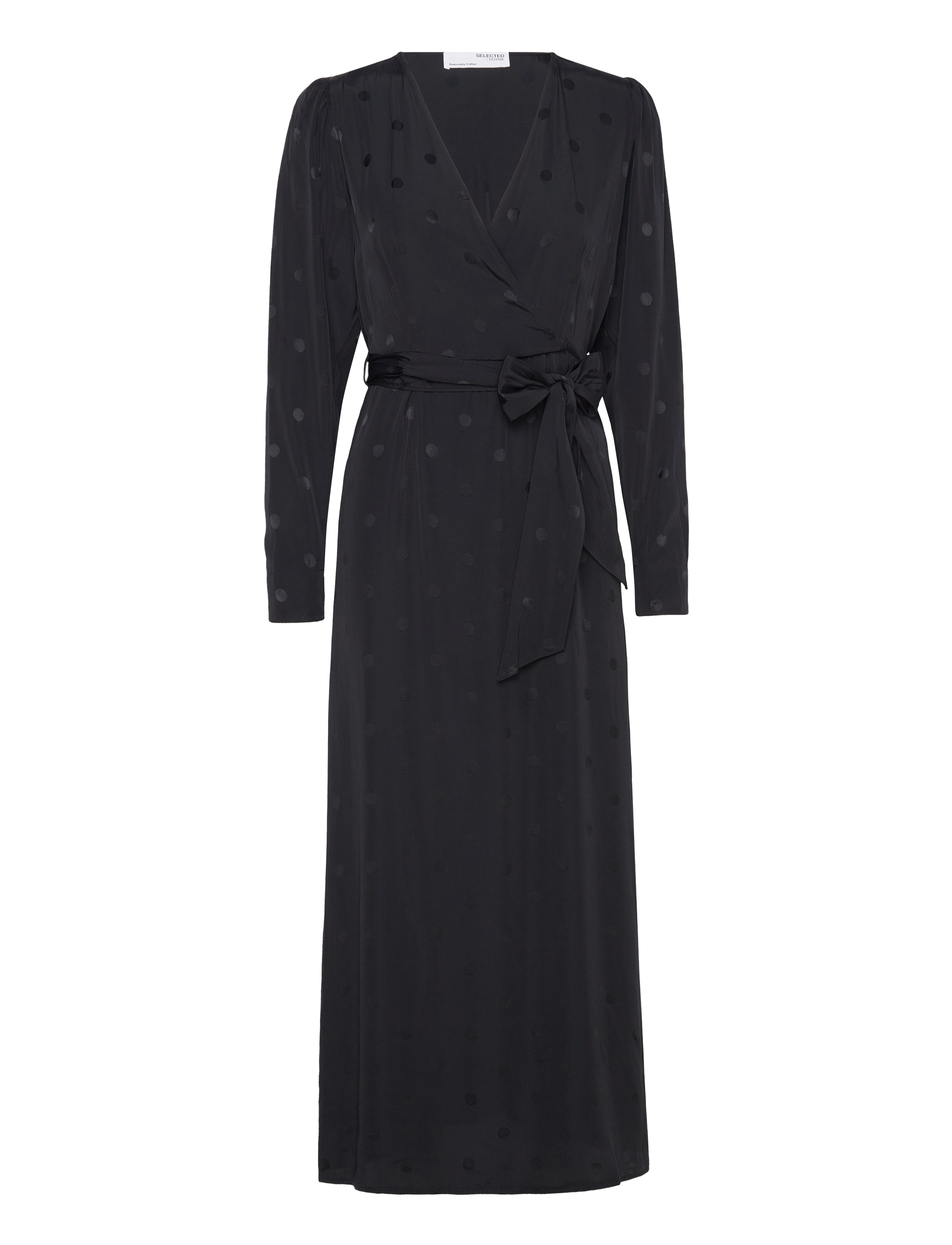 Selected SLFLUDWIKA LS ANKLE SATIN DRESS B - Maxikjoler - BLACK / black