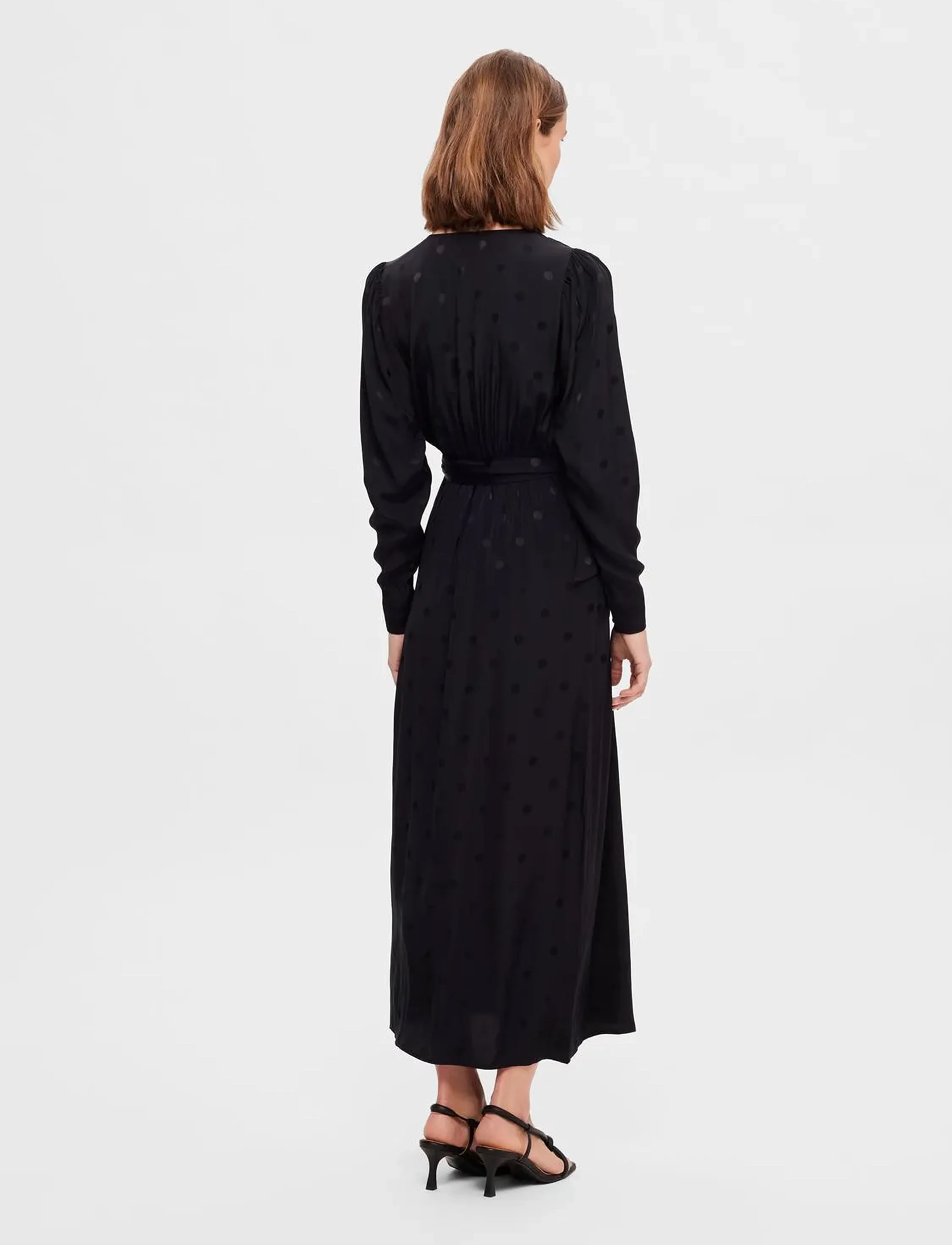Selected - SLFLUDWIKA LS ANKLE SATIN DRESS B - maxikjoler - black - 3