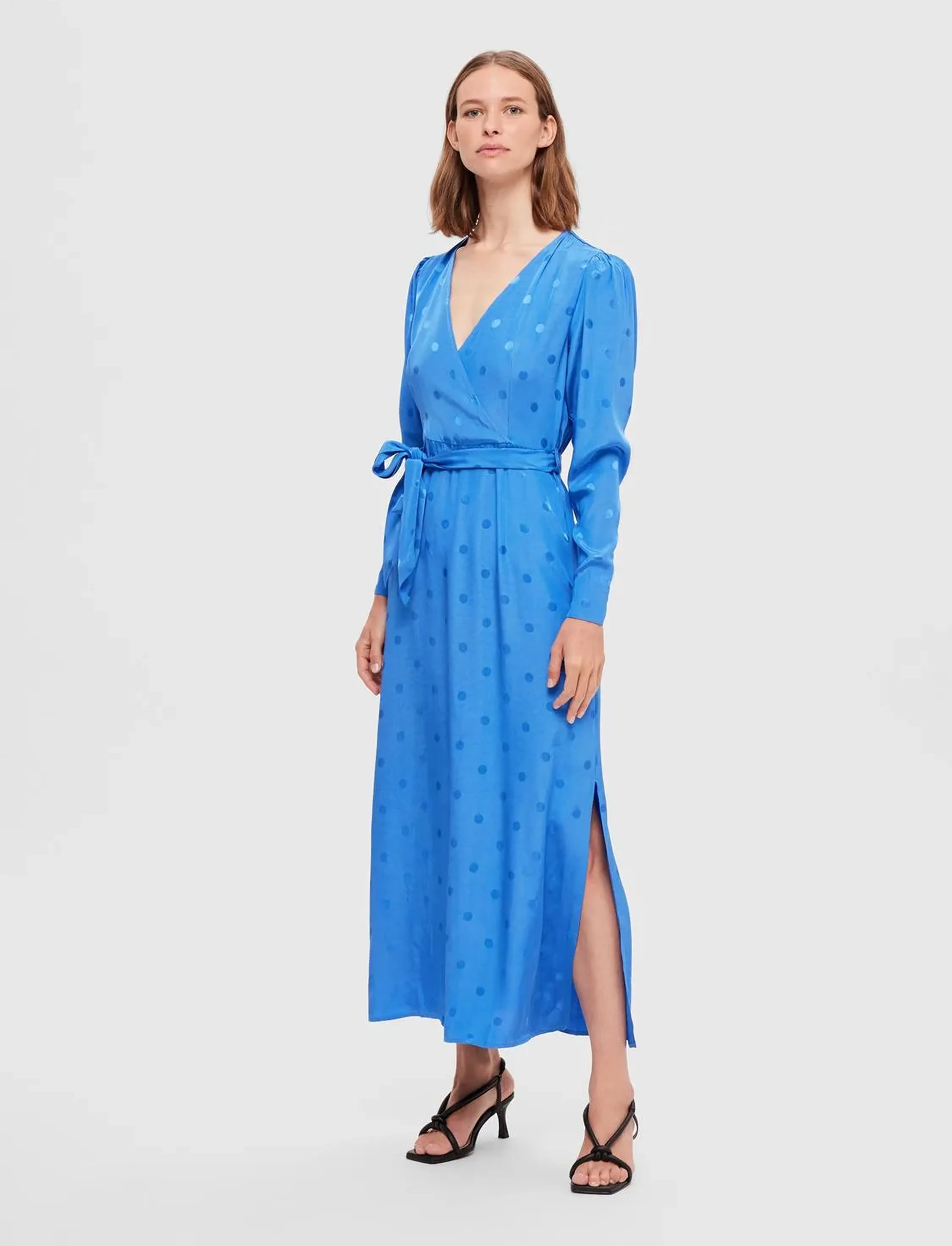Selected SLFLUDWIKA LS ANKLE SATIN DRESS B - Hõlmikkleidid - NEBULAS BLUE / blue
